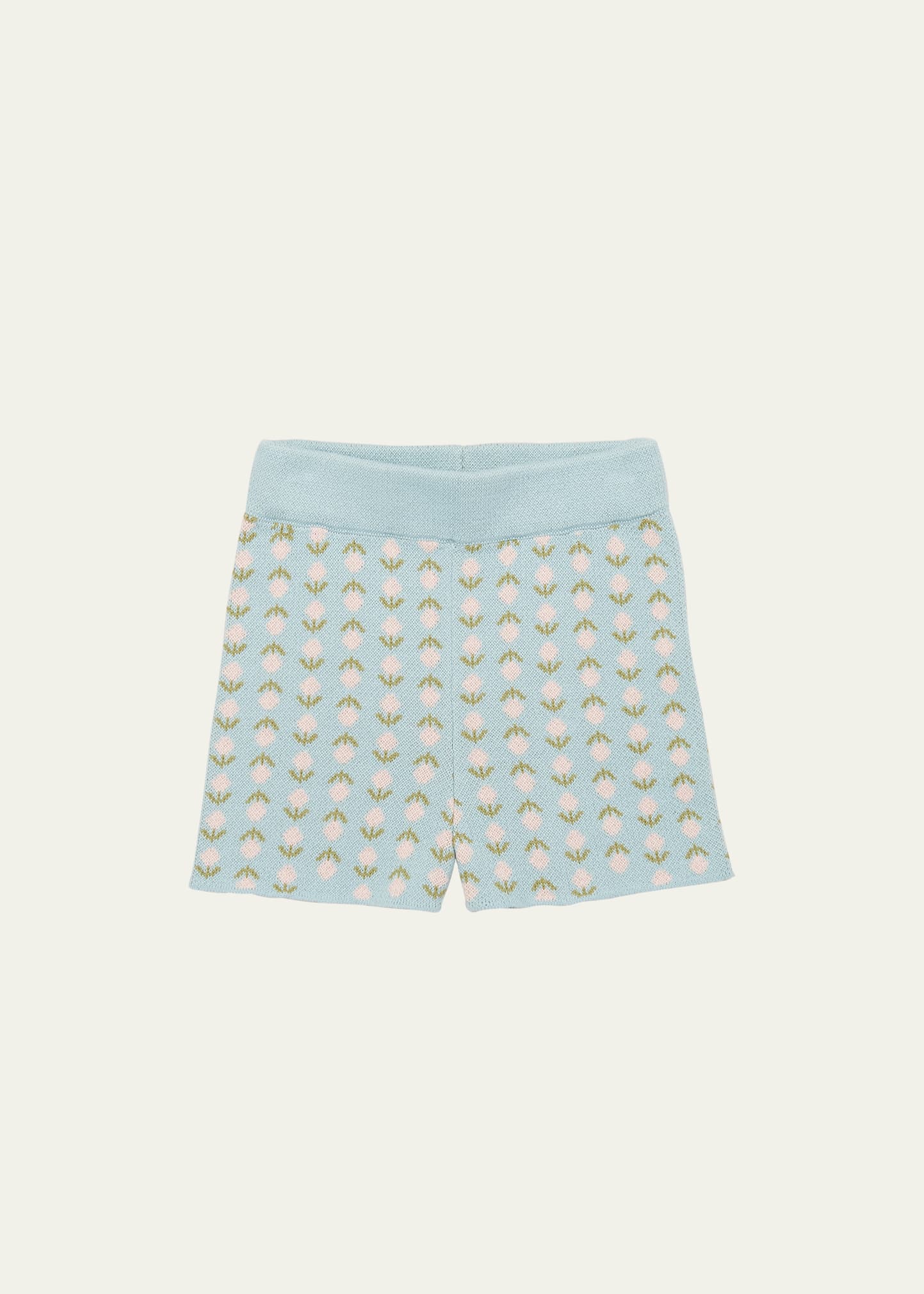 Misha And Puff Kids' Girl's Floral-print Shorts In Steel Blue