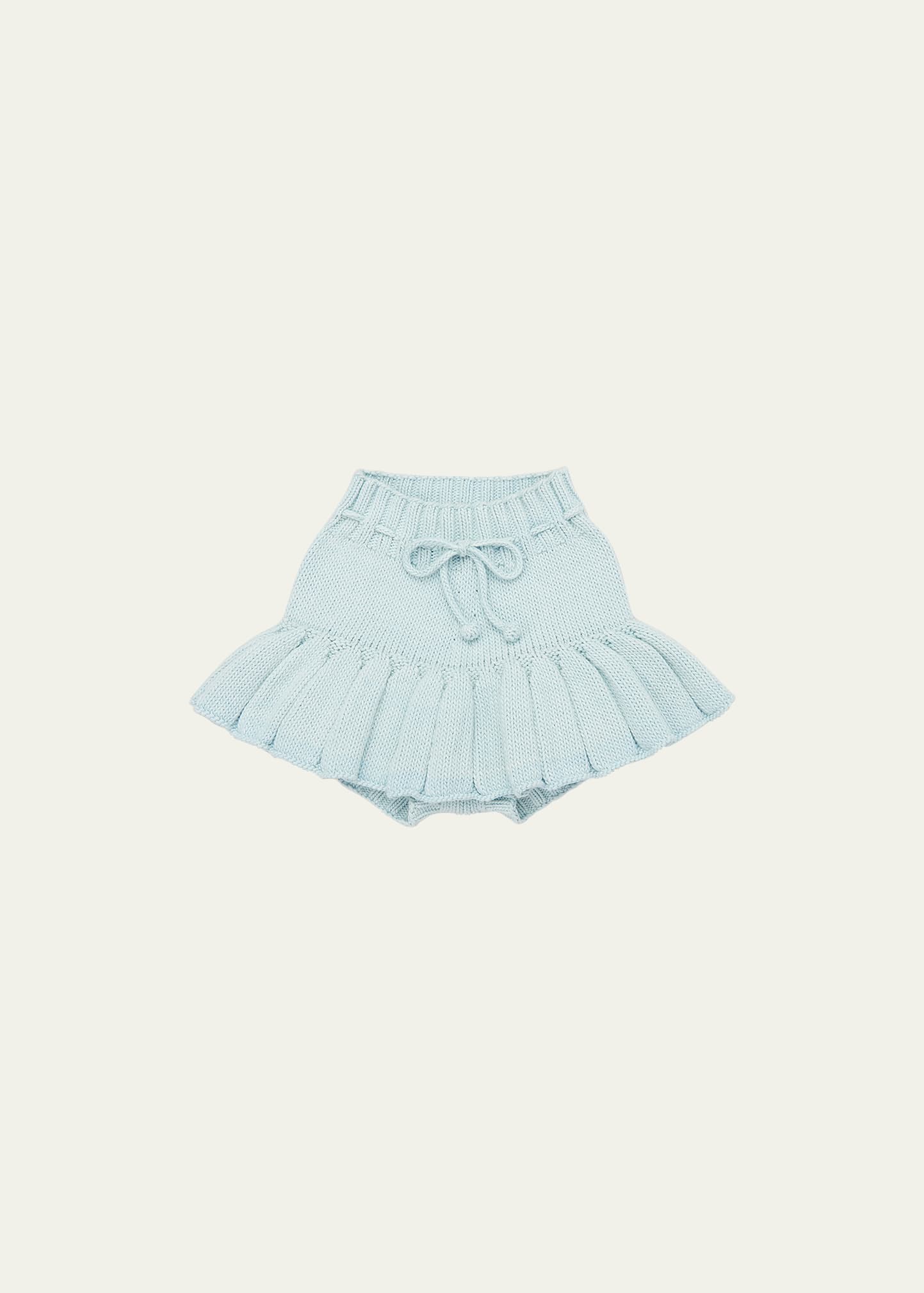 Misha And Puff Kids' Girl's Pleated Knit Skirt In Steel Blue