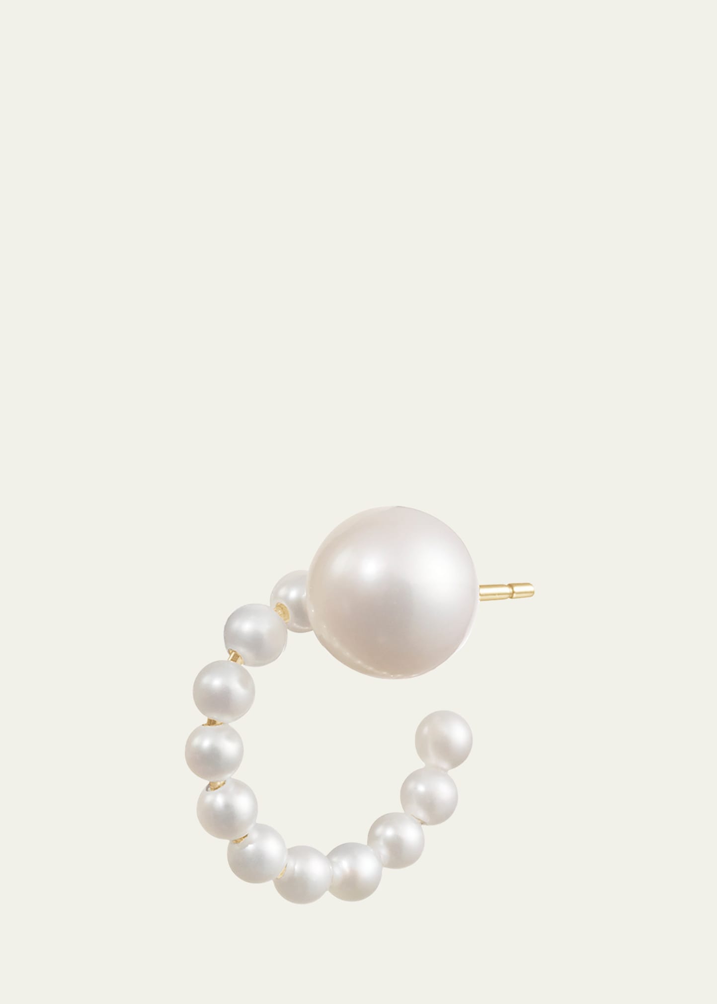 Lien De Perles Small Pearl Hoop Earring, Single (Left)