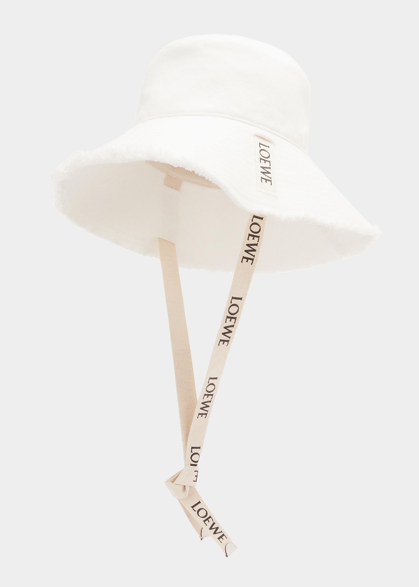 Loewe Frayed Canvas Bucket Hat In Soft White | ModeSens