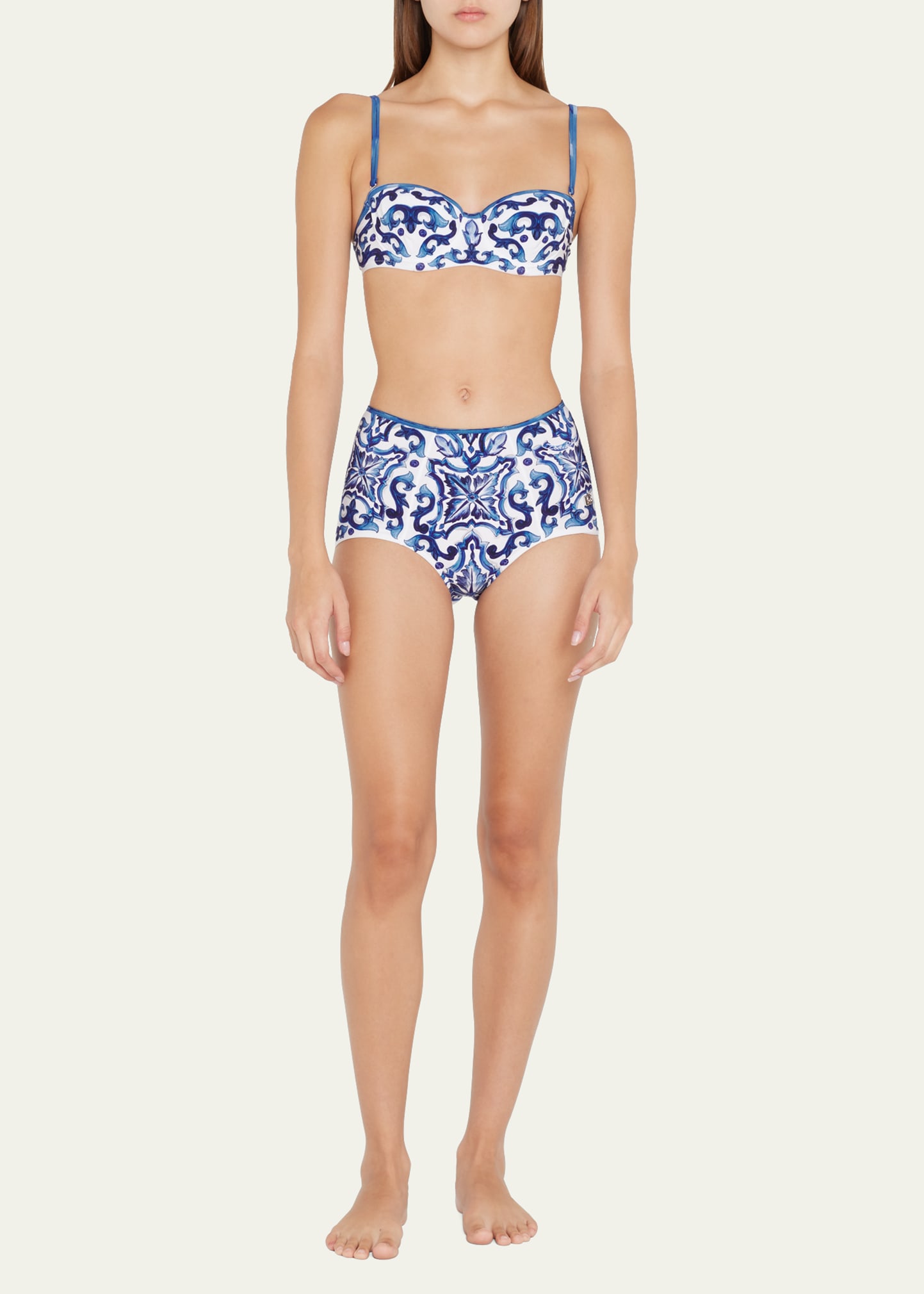 Dolce & Gabbana Citrus Two-piece Triangle Bikini Set In Maiolica | ModeSens