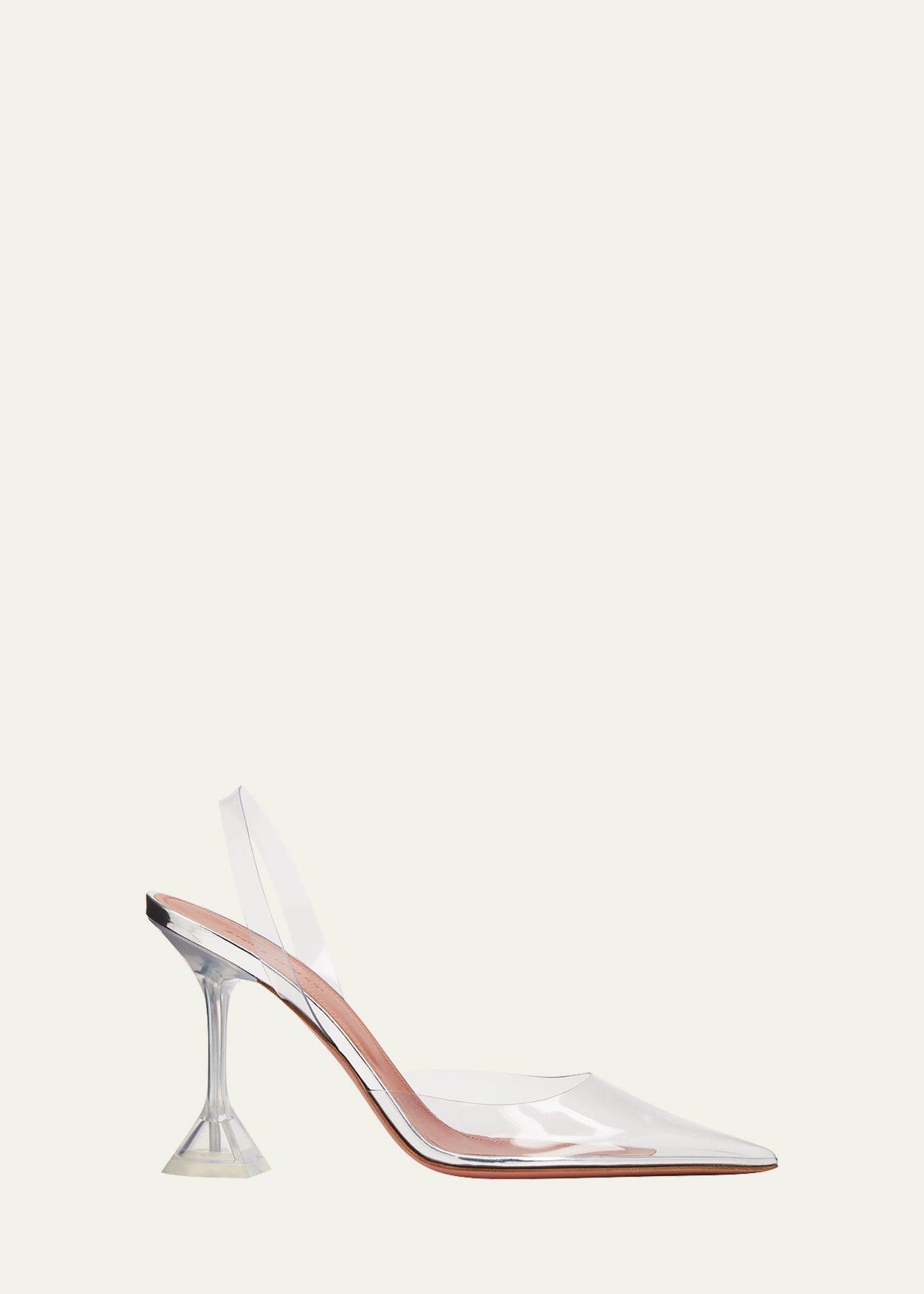 Amina Muaddi Holli Glass Pvc And Metallic Leather Slingback Pumps In Transparent