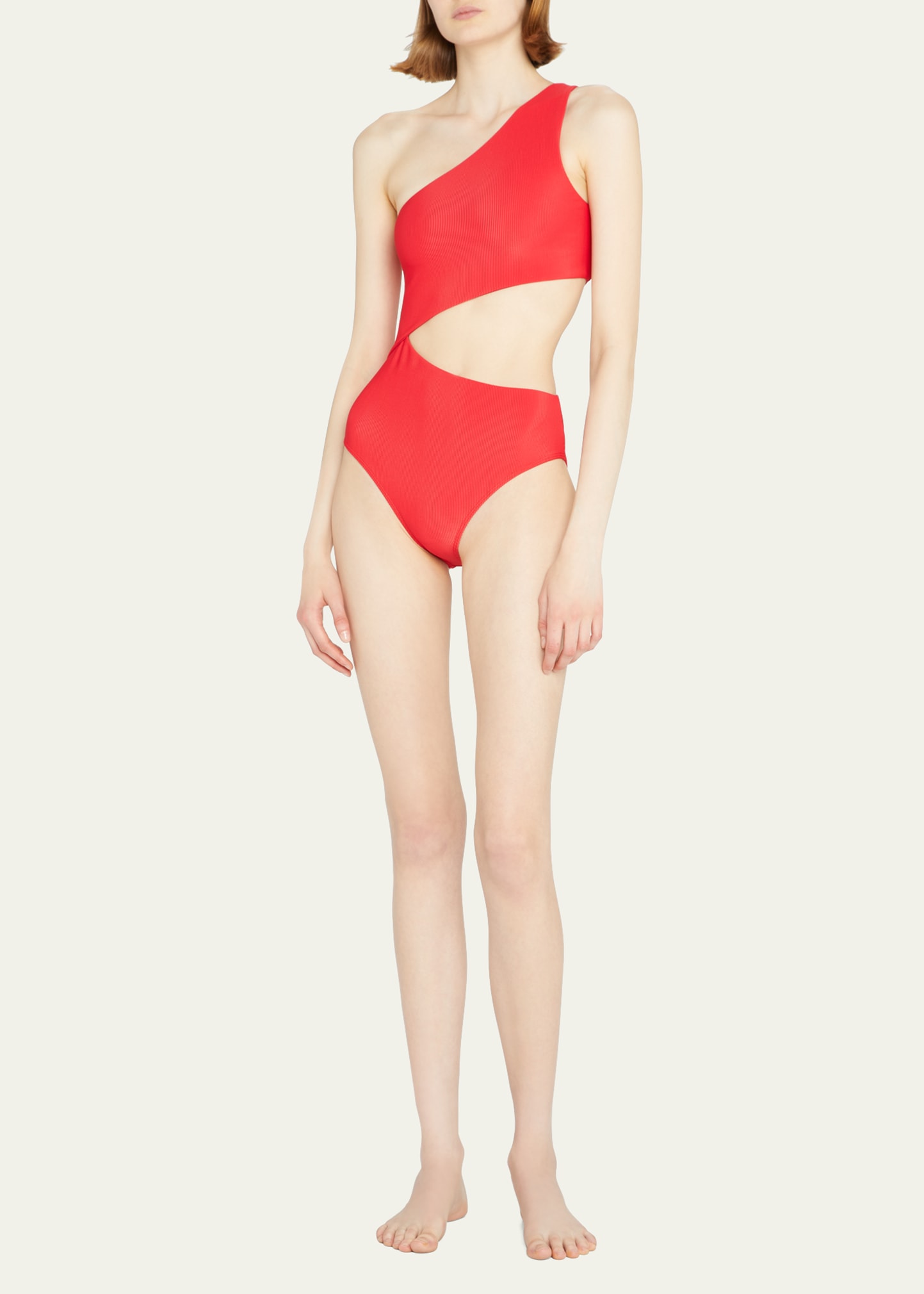 Beach Riot Celine Asymmetric One-piece Swimsuit In Red