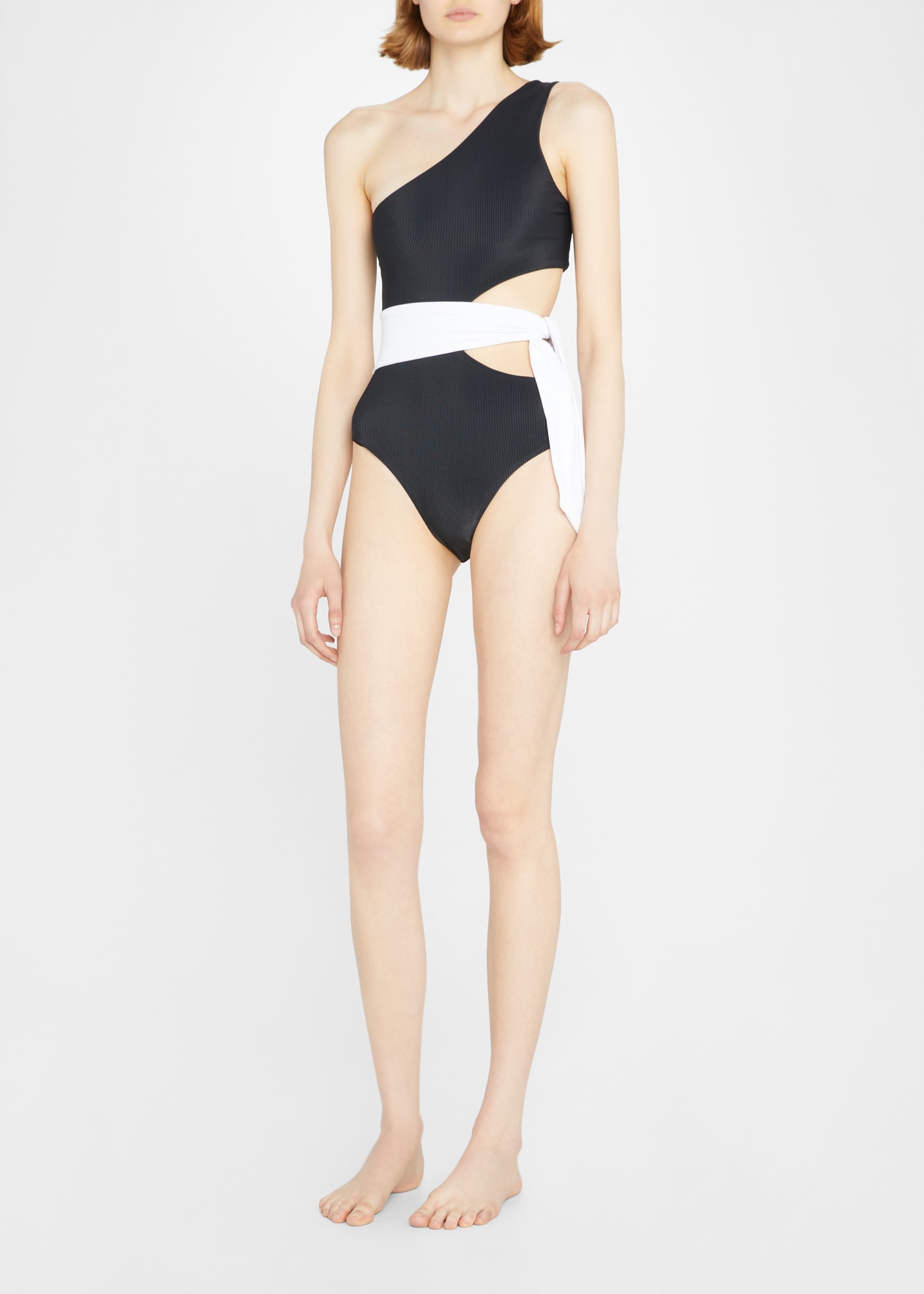 Beach Riot Carlie Side-tie Cutout One-piece Swimsuit In Blackwhite