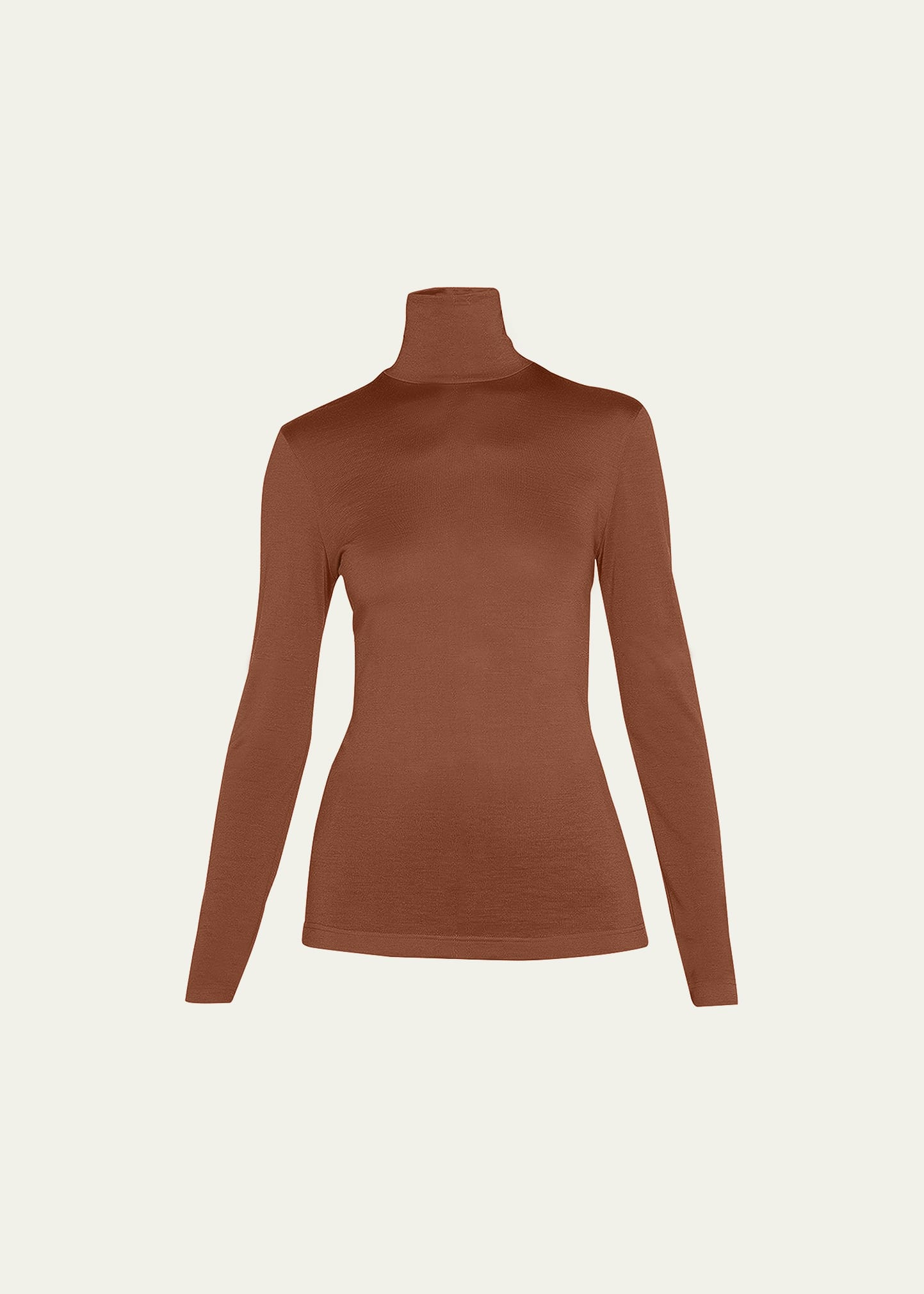 Akris Cashmere-silk Mock-neck Long-sleeve Top In Caramel