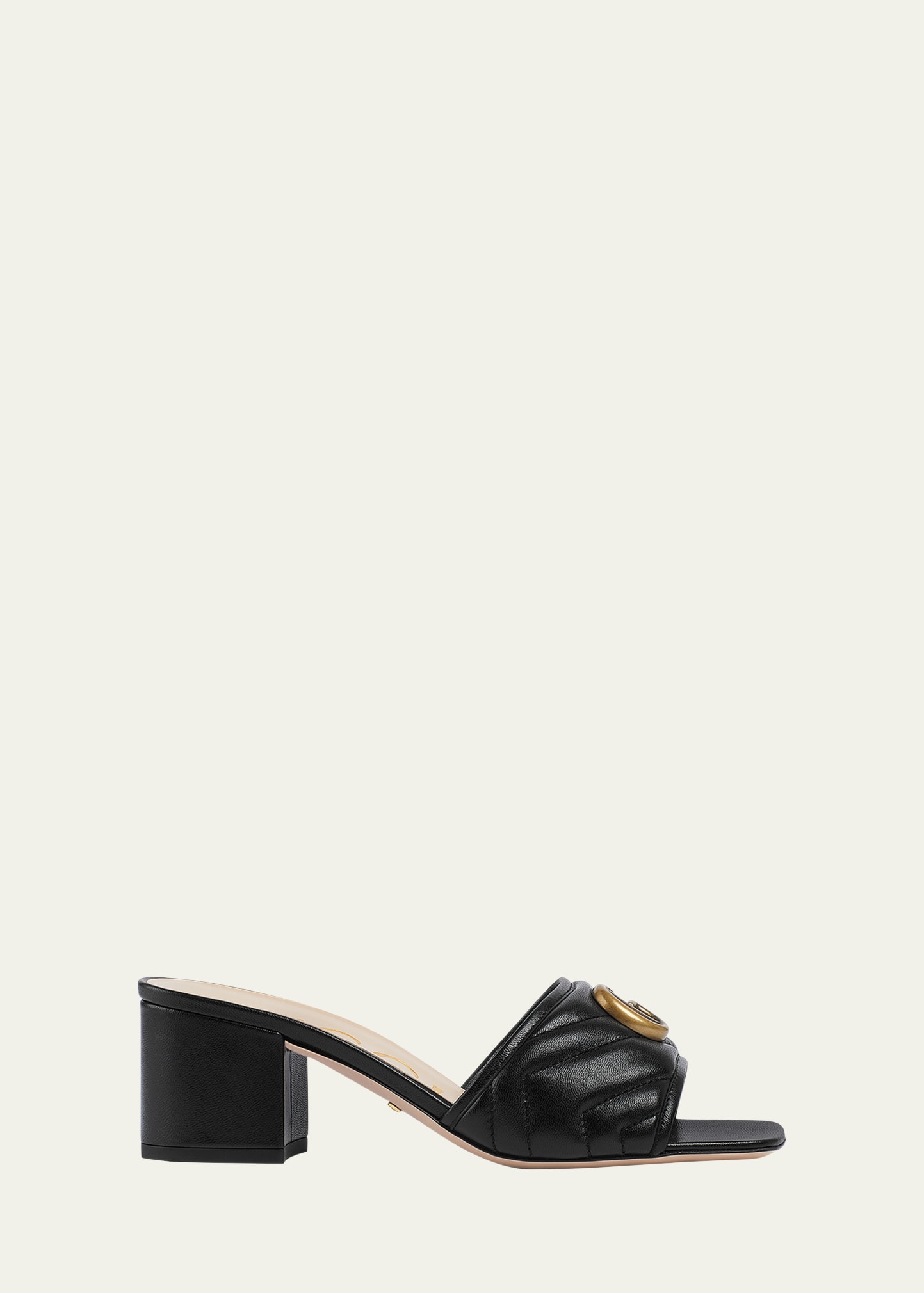 Shop Gucci Marmont Quilted Medallion Mule Sandals In Nero