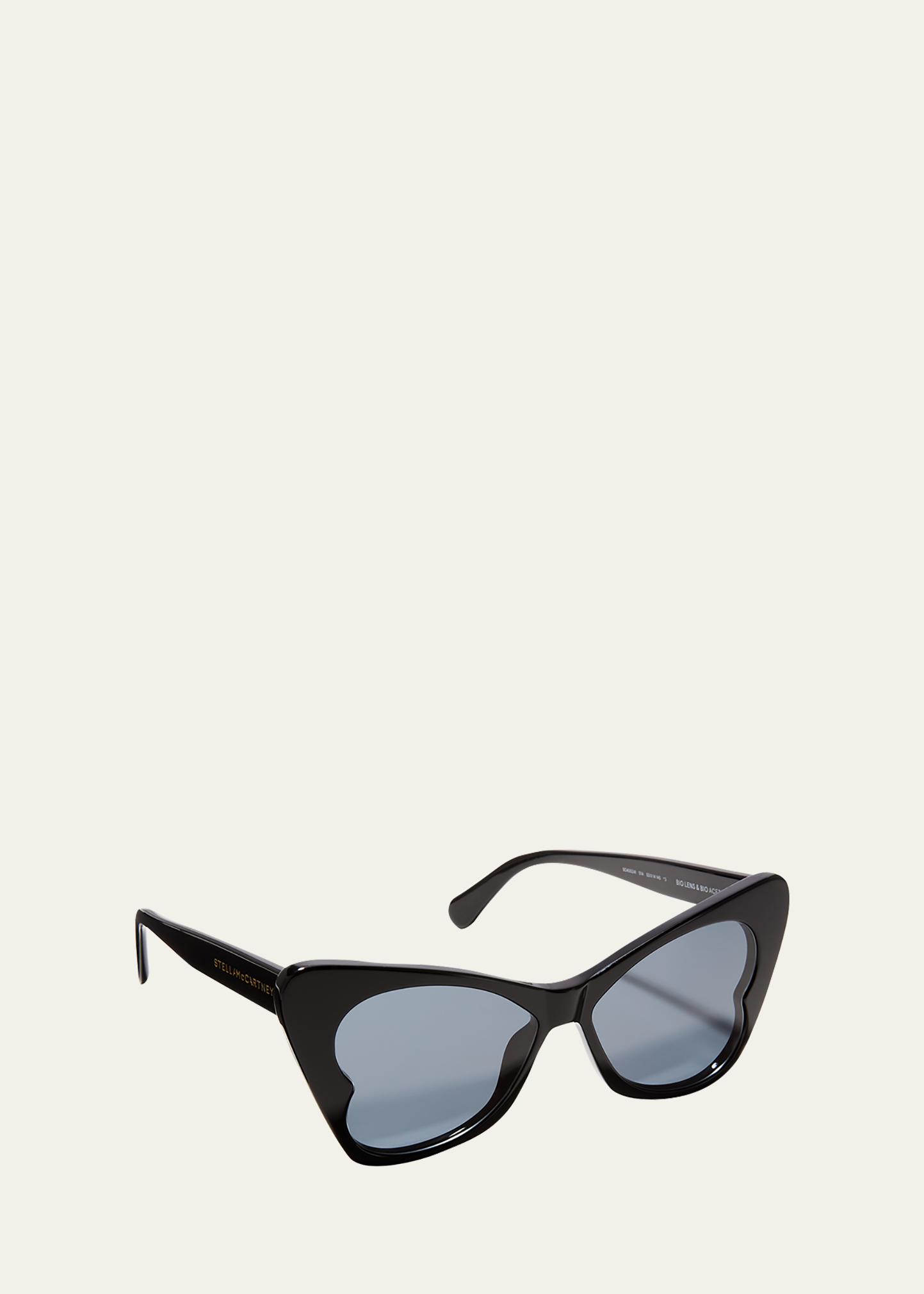 NWT Stella McCartney Heart Cat-Eye Bio-Acetate Sunglasses. Cream White & Green Stella McCartney Bio-Acetate Aviator Sunglasses w/ Chain  main image 2