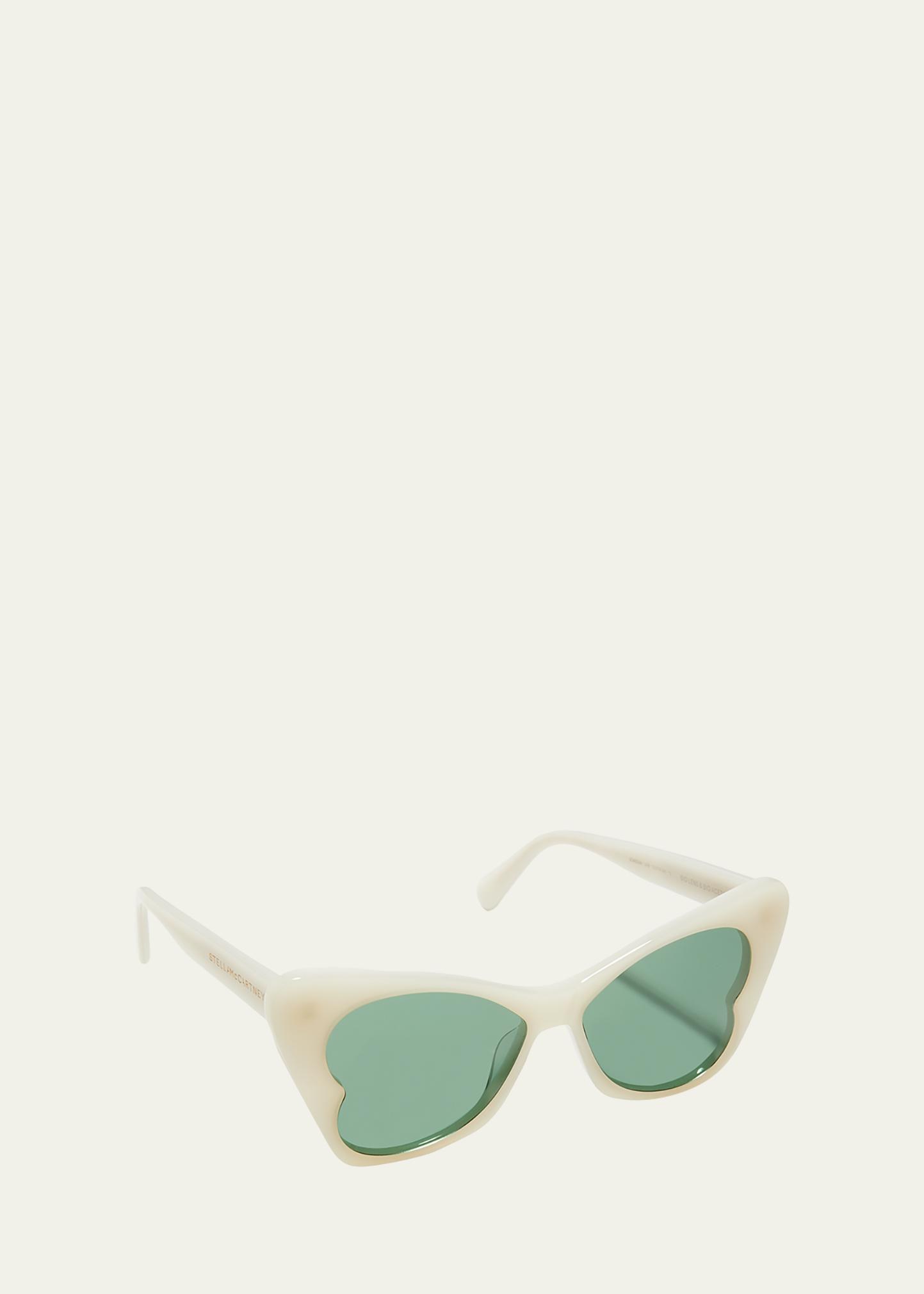 Stella McCartney White Cateye Sunglasses Stella McCartney Cut-Eye Fashion Sunglasses - White | Garmentory main image 3