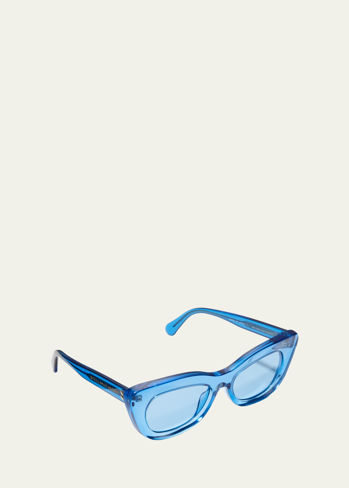 Stella Mccartney Bio-acetate Cat-eye Sunglasses In 5490v Shiny Blue