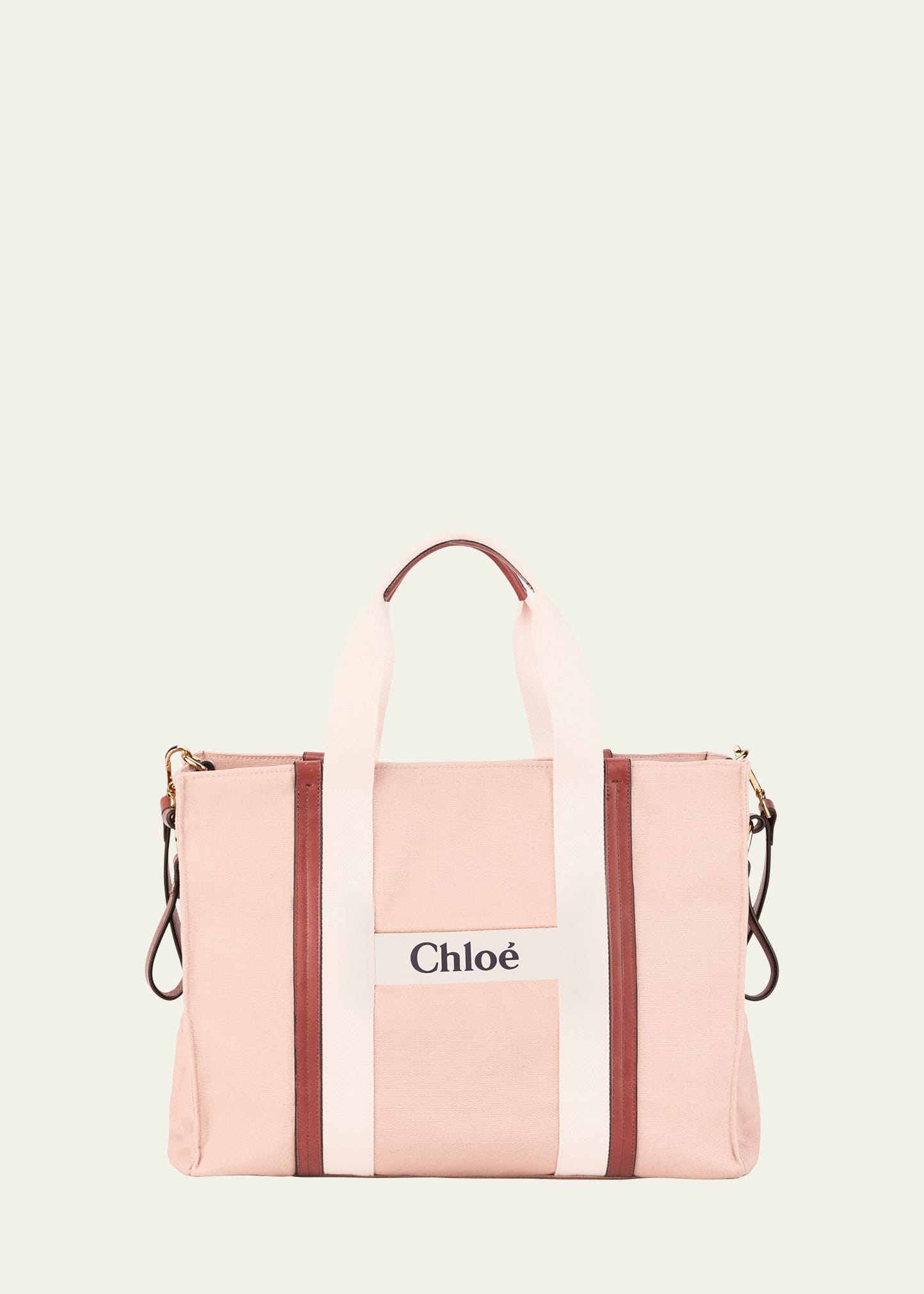 Chloé Gold Trim Logo-print Diaper Bag In Pink