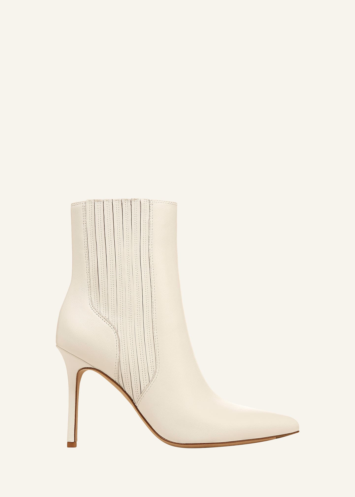 Veronica Beard Lisa Pleated Leather Ankle Booties In White