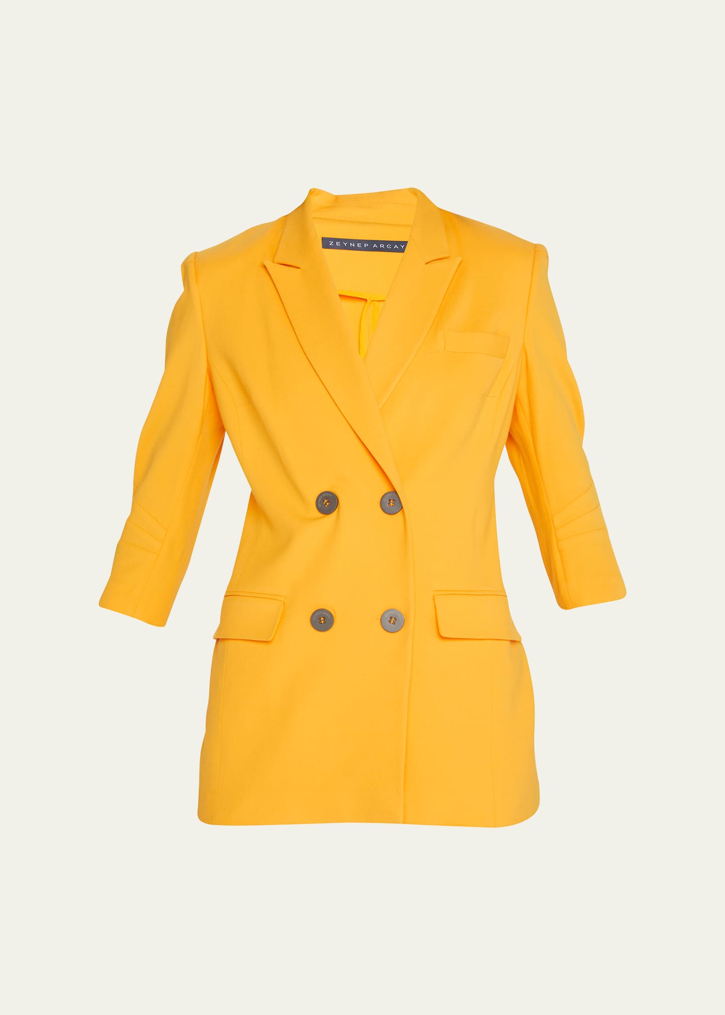 Zeynep Arcay Double-breasted Wool Blazer In Melon