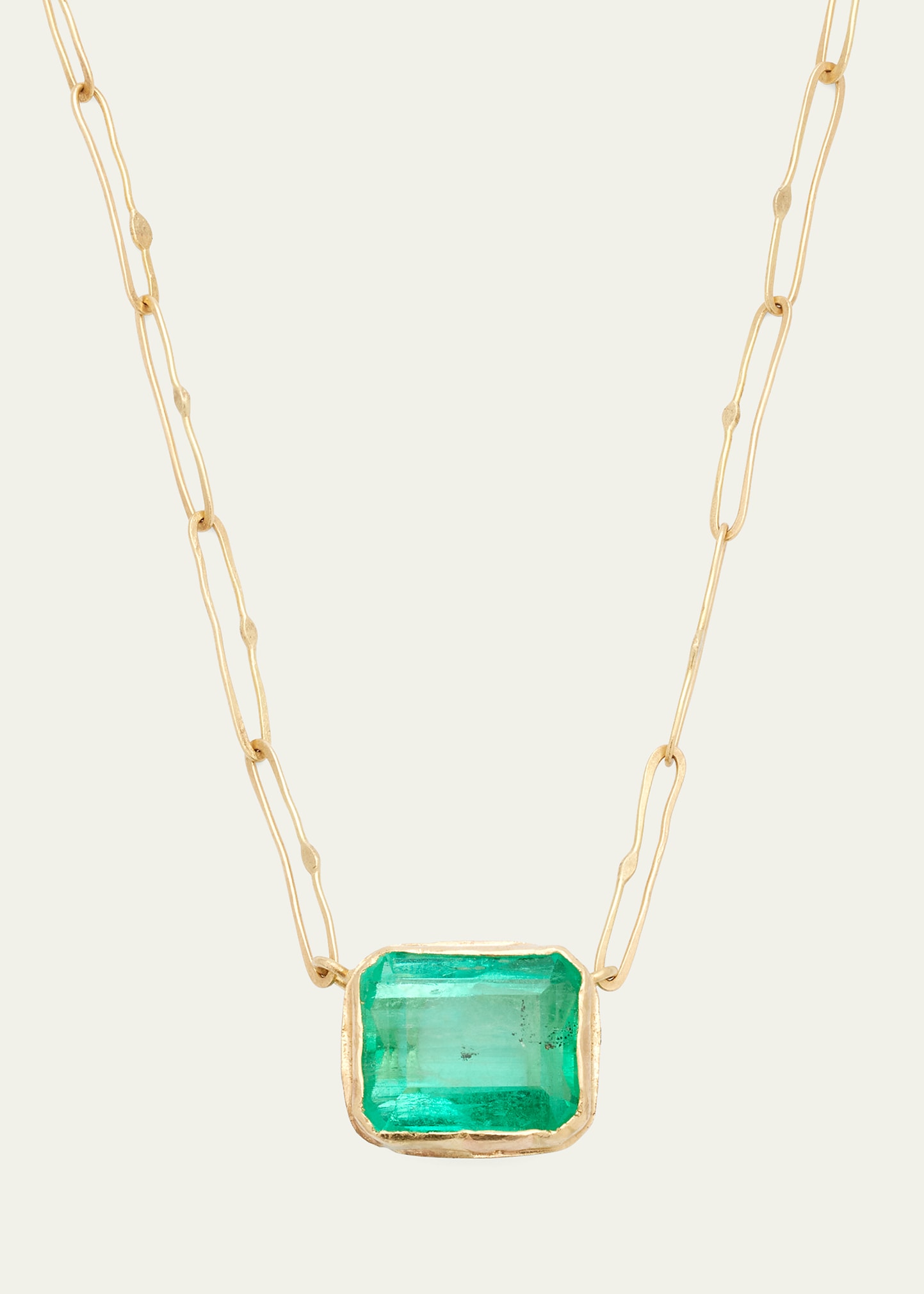 JUDY GEIB Rectangular Colombian Emerald Echo Necklace