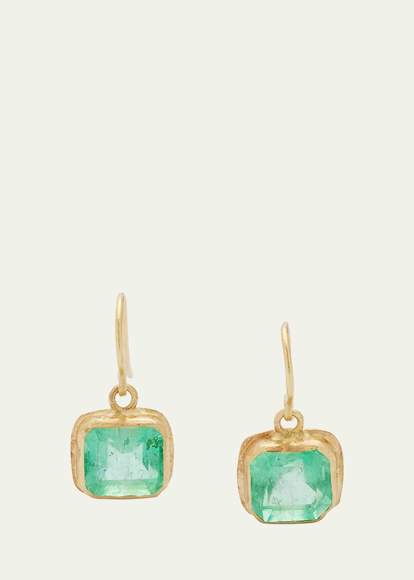 18K Colombian Emerald Square Drop Earrings