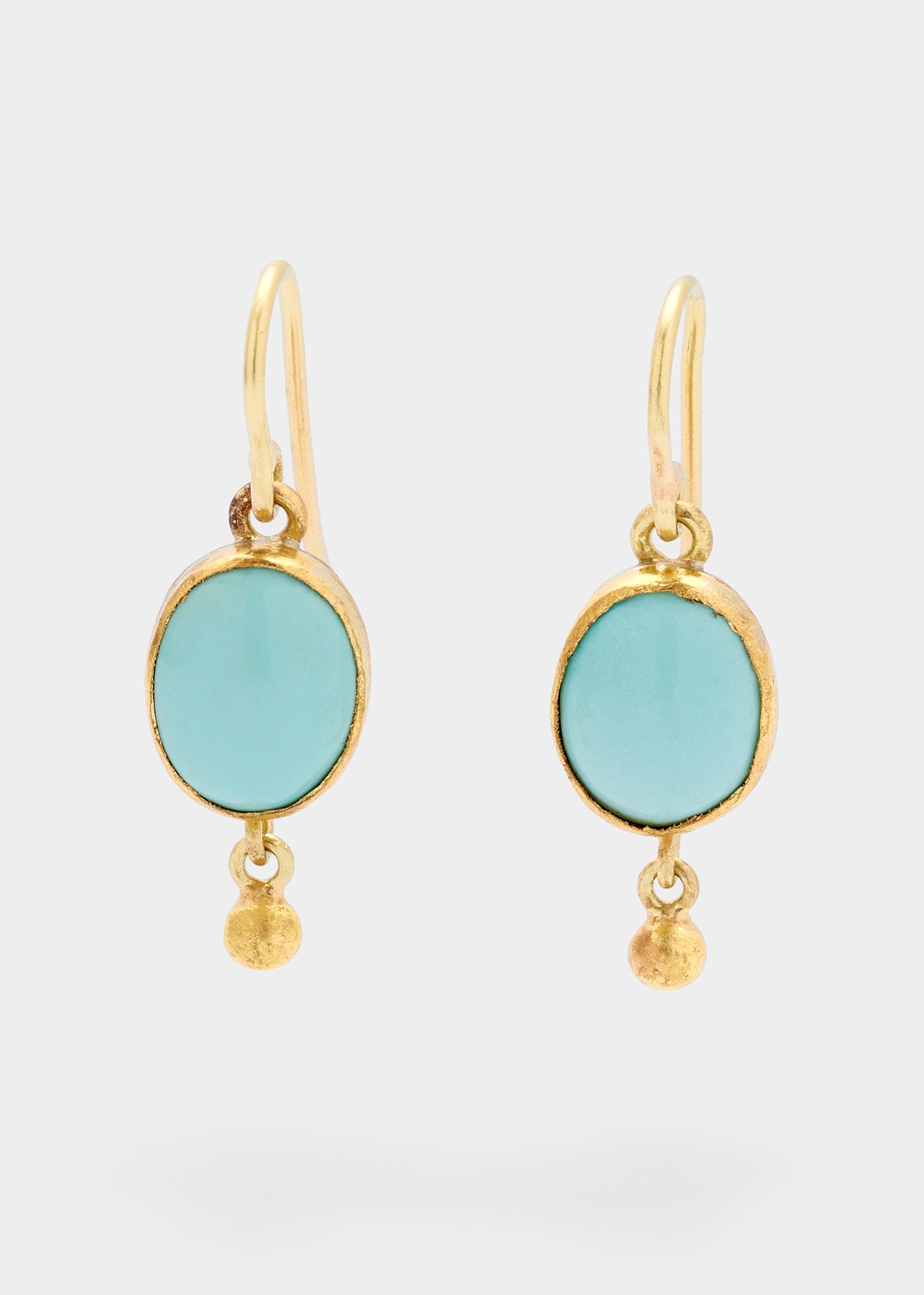 JUDY GEIB Persian Turquoise Single Drop Earrings in 22K Gold