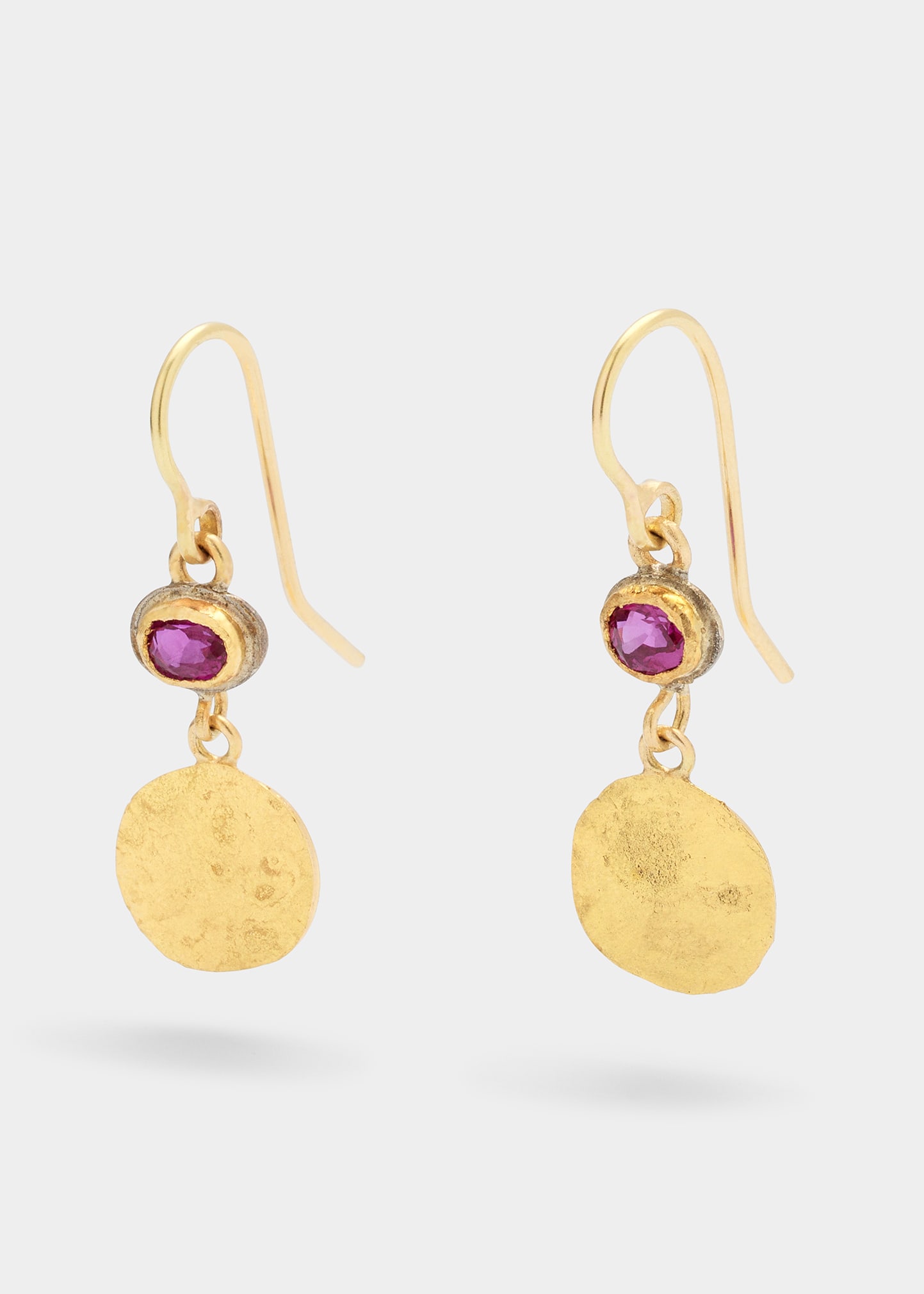 JUDY GEIB Small Oval Ruby and 22K Squash Double Drop Earrings