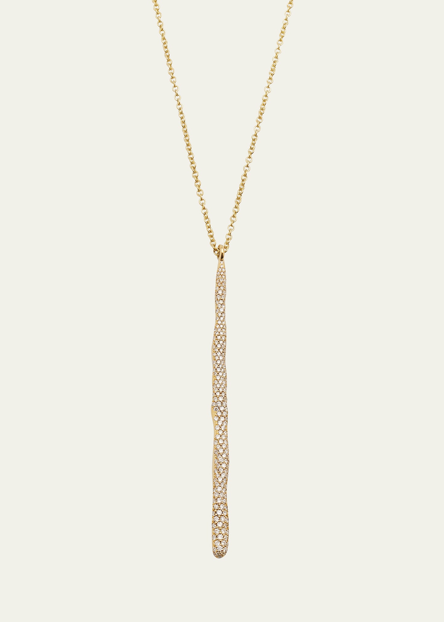 IPPOLITA YELLOW GOLD STARDUST LONG PAVE SQUIGGLE STICK PENDANT NECKLACE WITH DIAMONDS, 16-18"L