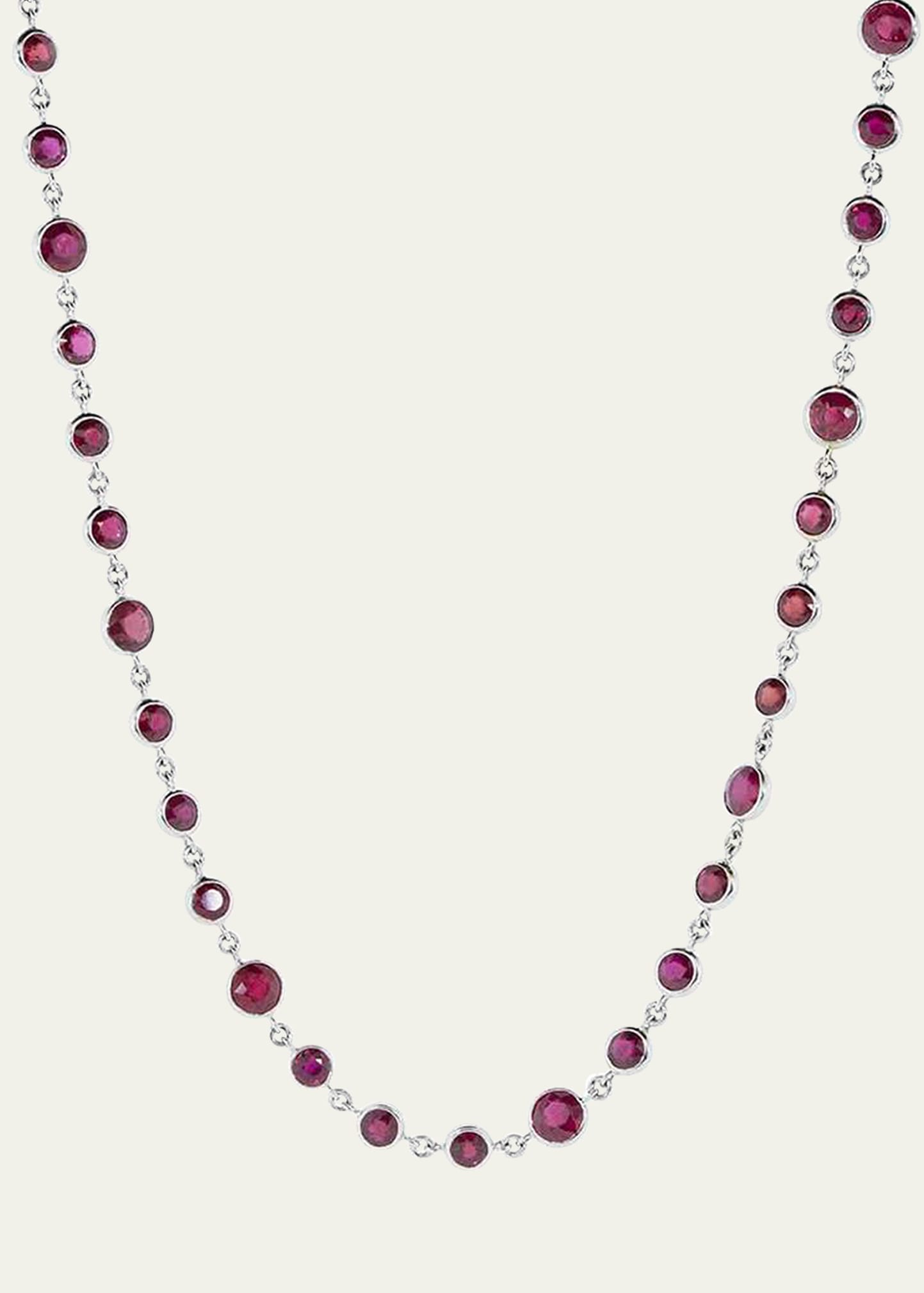 Ruby By-the-Yard Necklace in White Gold, 40"L