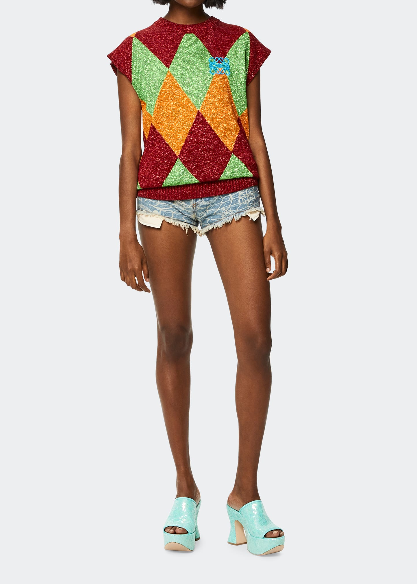 LOEWE METALLIC ANAGRAM DIAMOND VEST