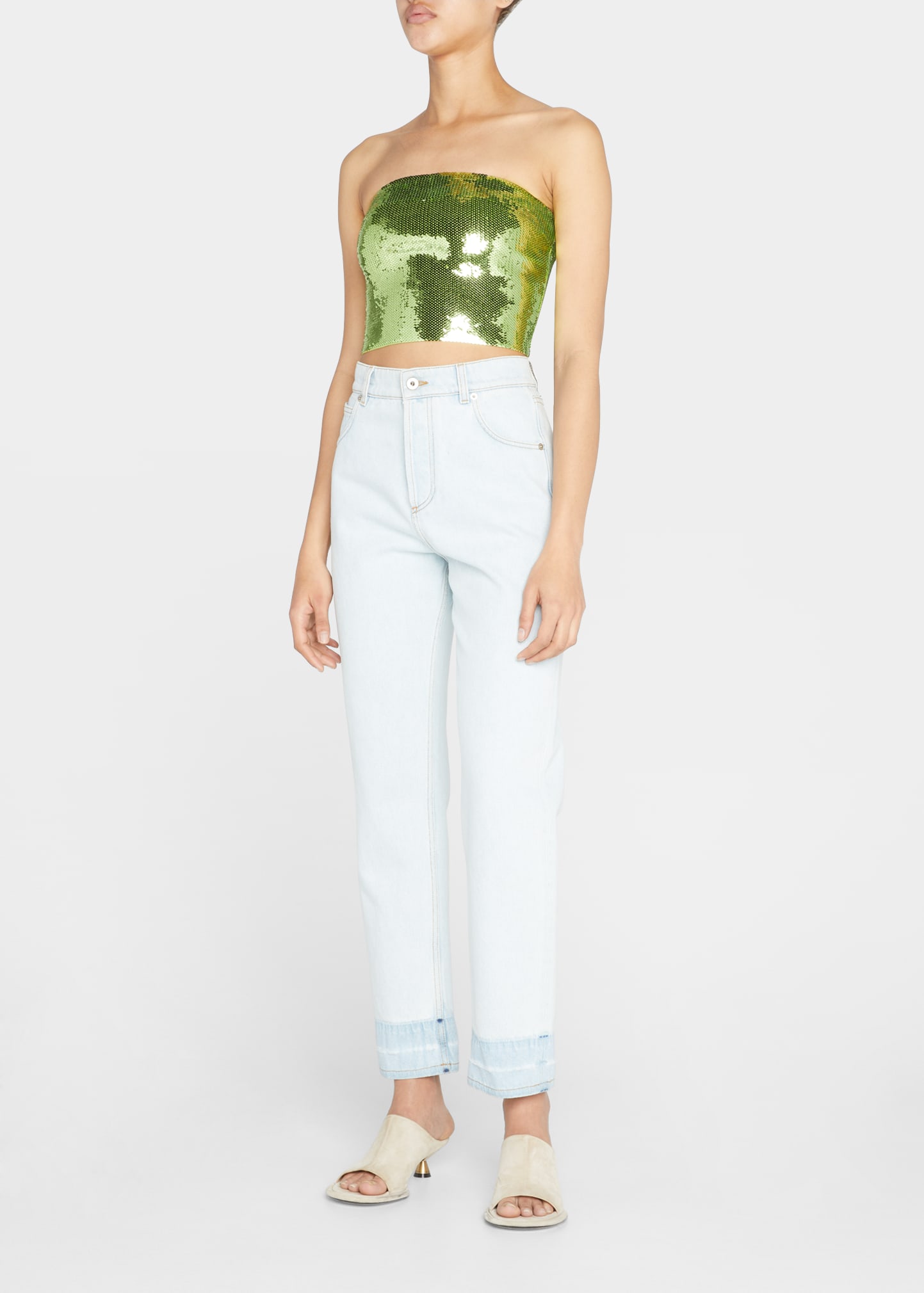 Loewe X Paula's Ibiza Sequin Bustier Top In Aniseed Gr