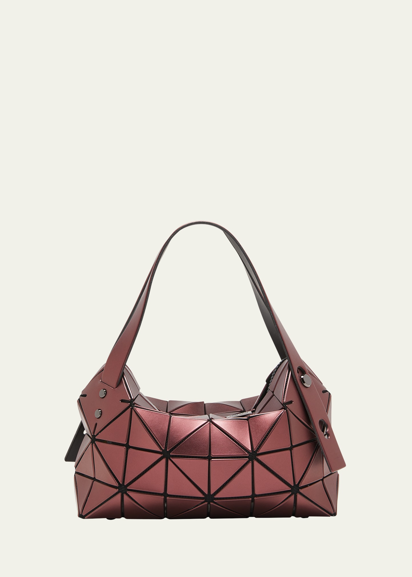 Shop Bao Bao Issey Miyake Boston Small Geometric Zip Shoulder Bag In Burgundy