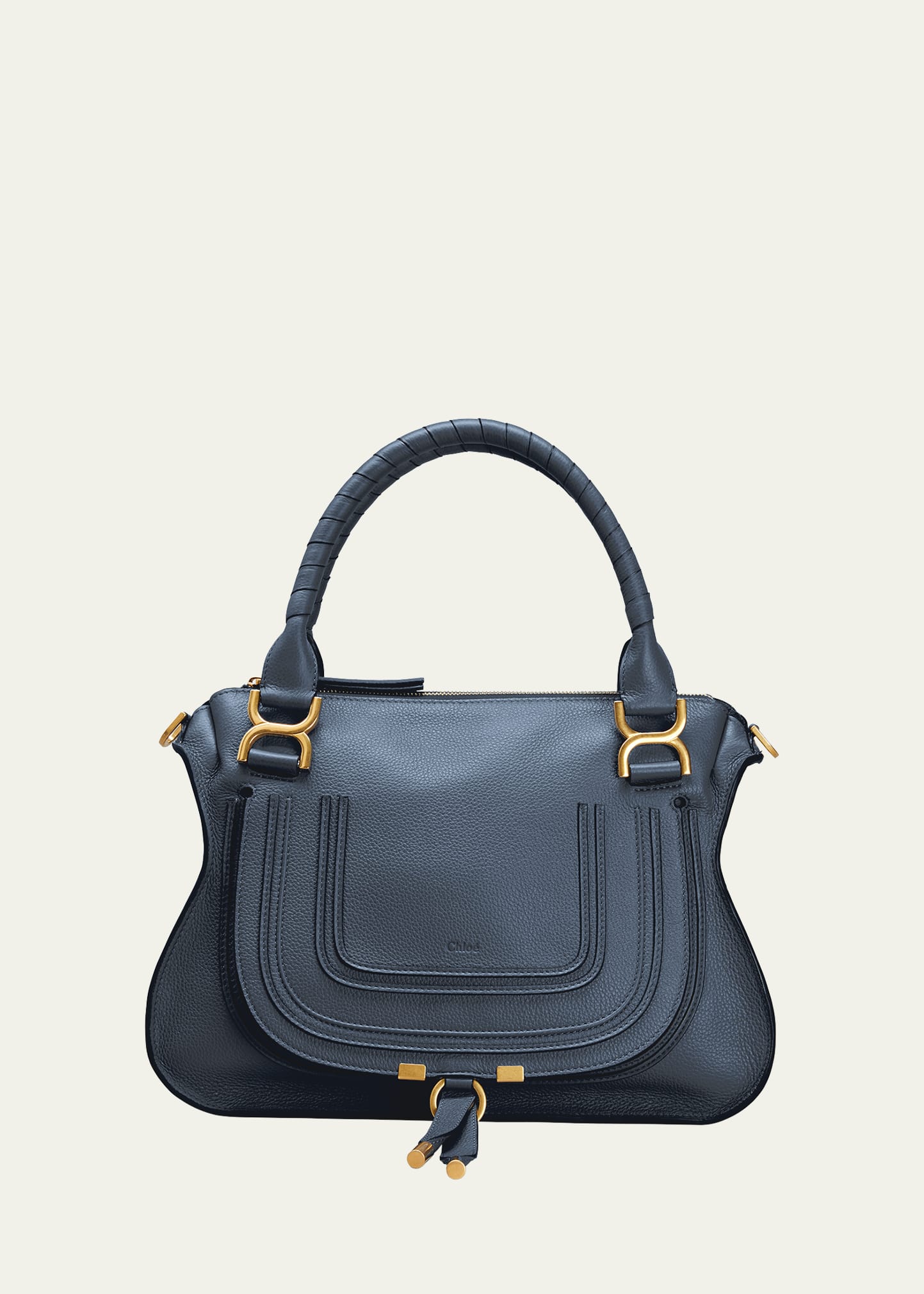 Chloé Marcie Medium Zip Leather Satchel Bag In 4d8 Graphite Navy | ModeSens