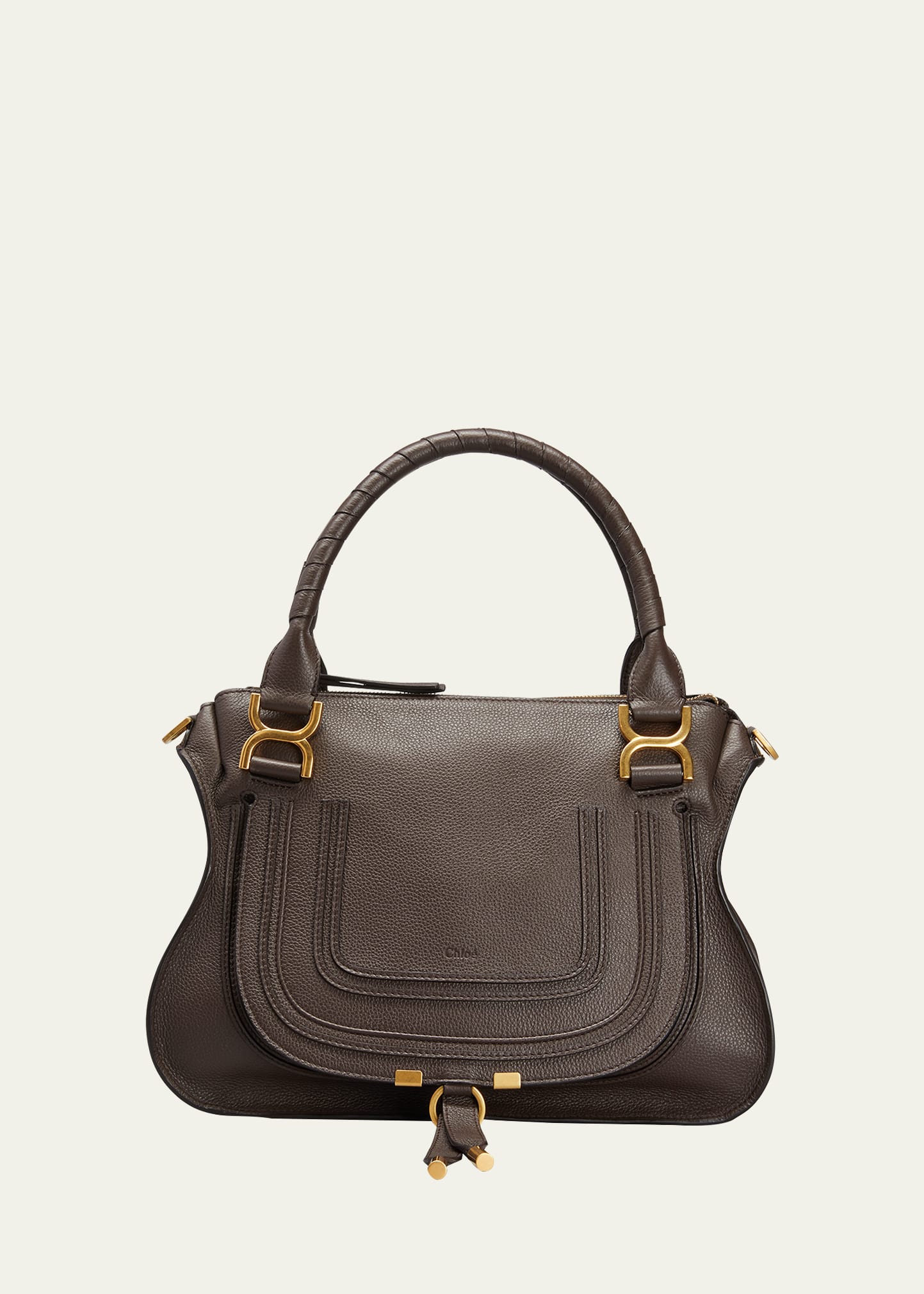 Chloé Marcie Medium Zip Leather Satchel Bag In 297 Bold Brown