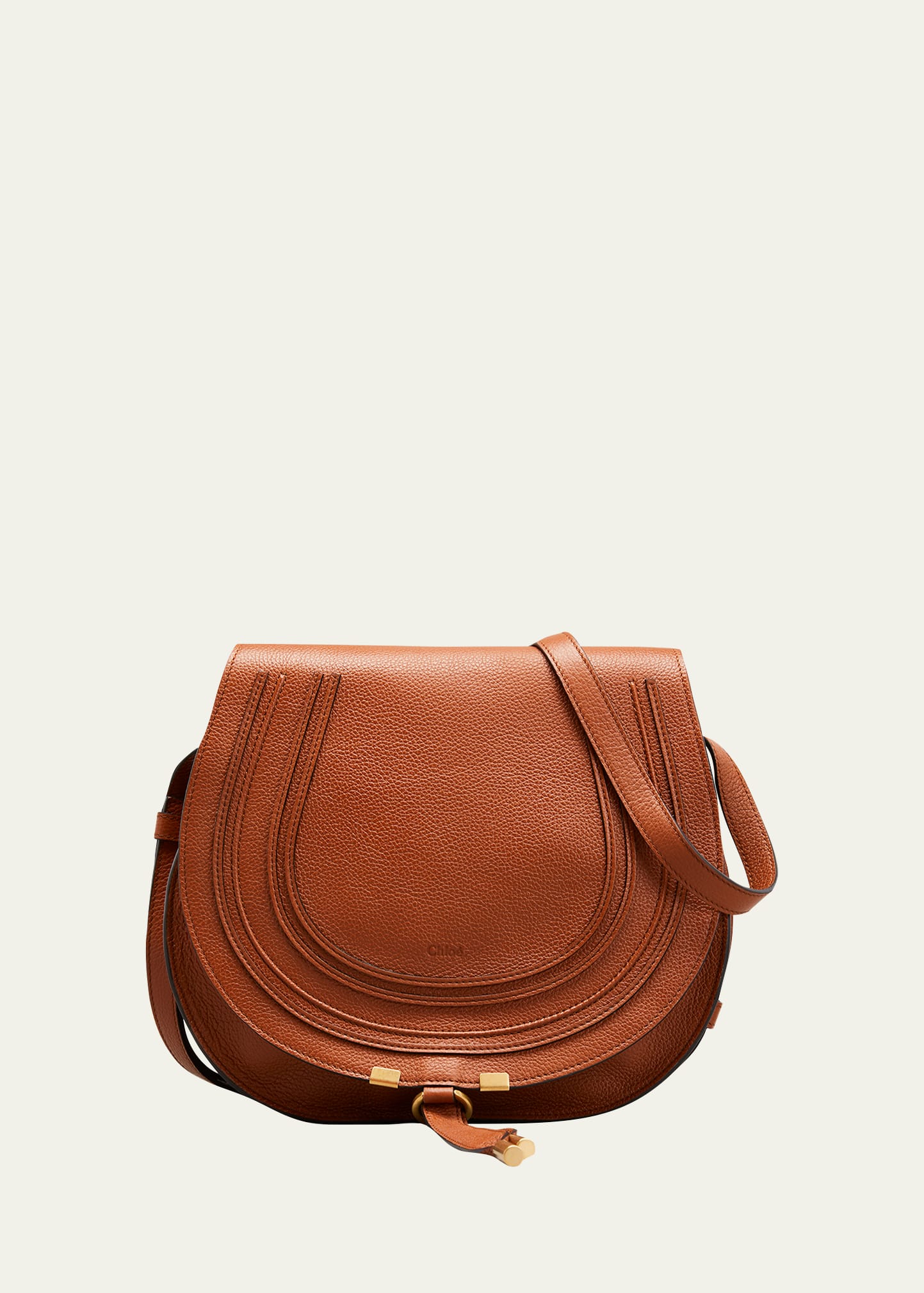 Shop Chloé Marcie Medium Crossbody Bag In Grained Leather In Tan