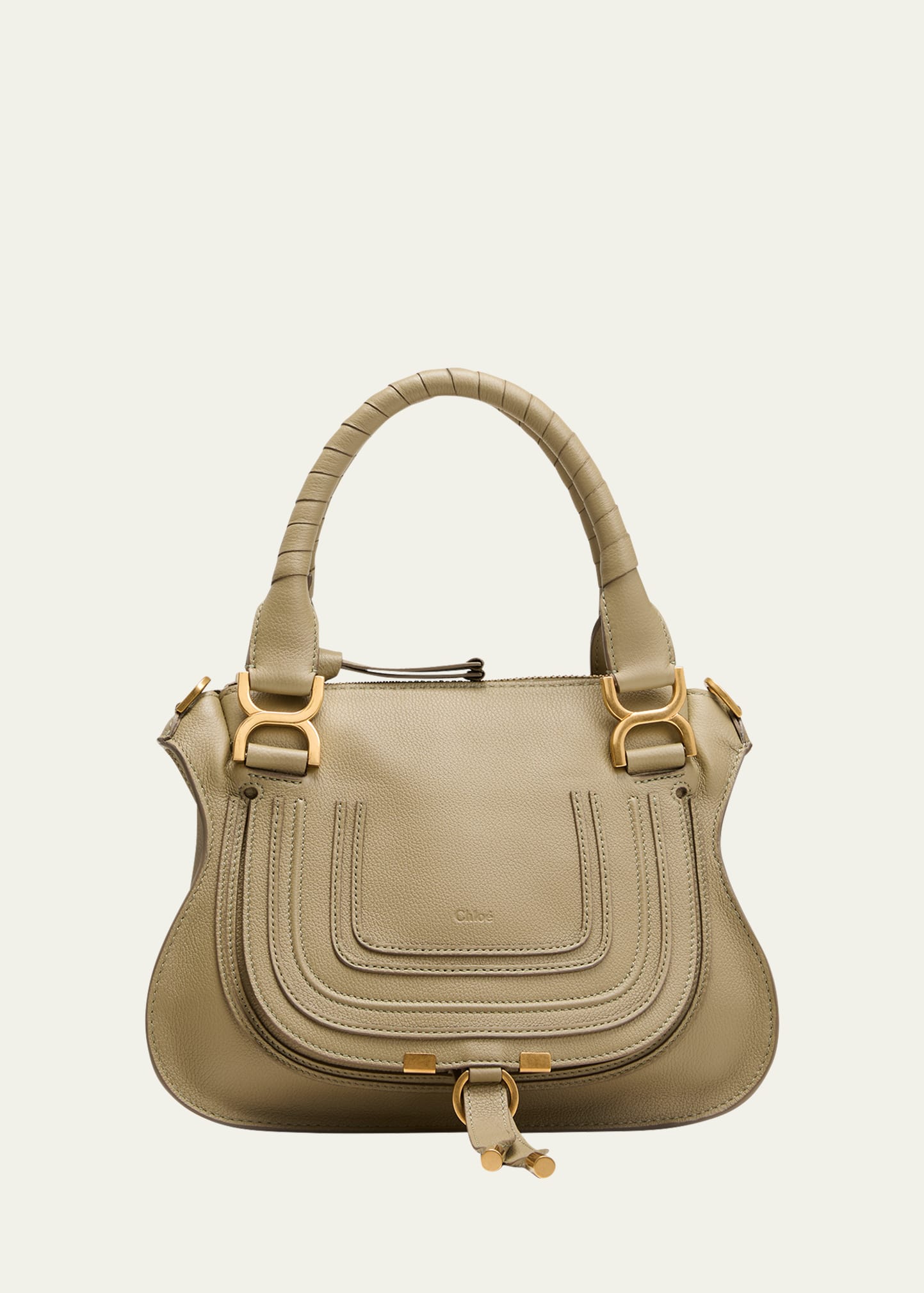 CHLOÉ MARCIE SMALL DOUBLE CARRY SATCHEL BAG IN GRAINED LEATHER
