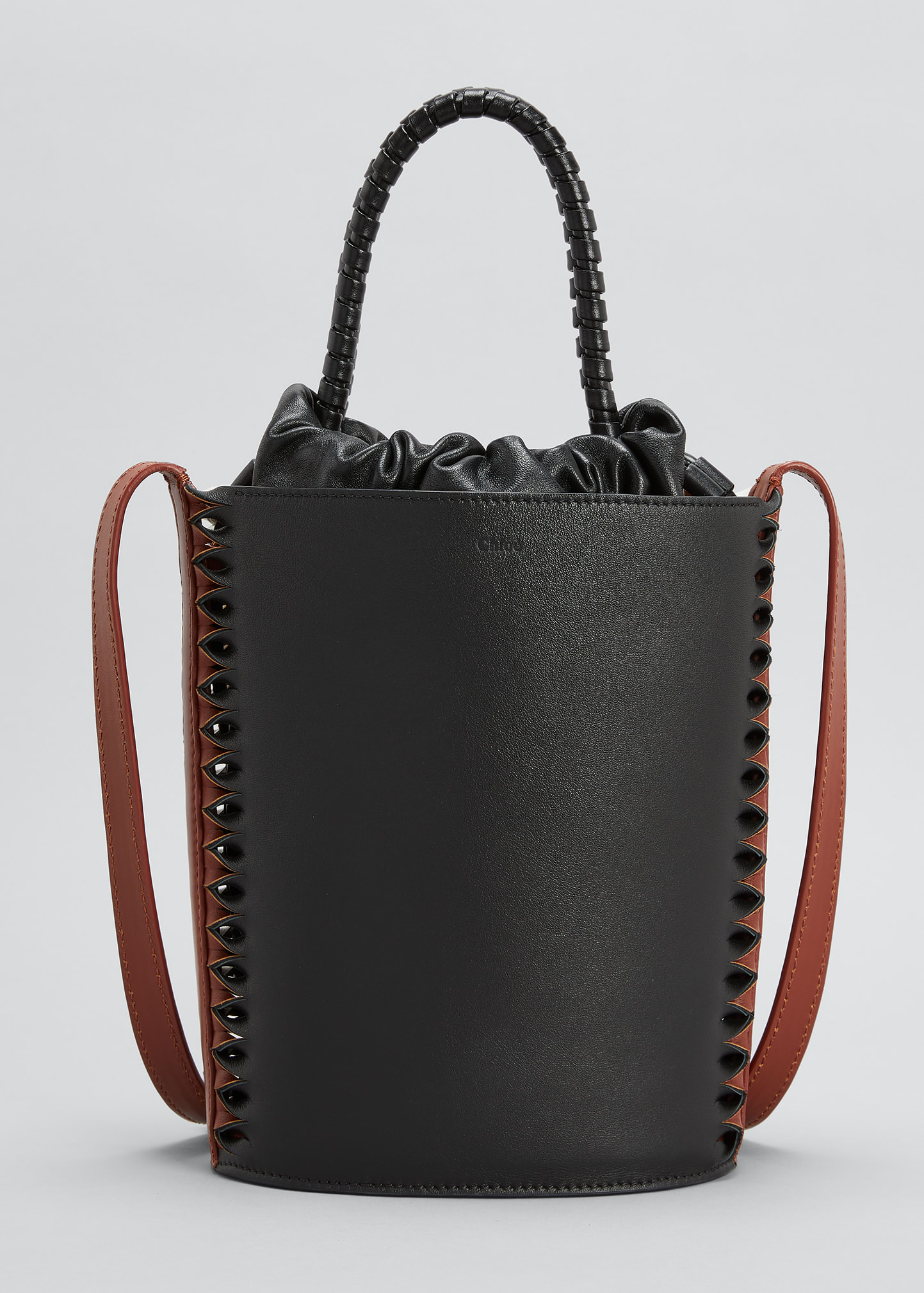 Chloé Louela Tricolor Twisted Bucket Bag In 001 Black | ModeSens