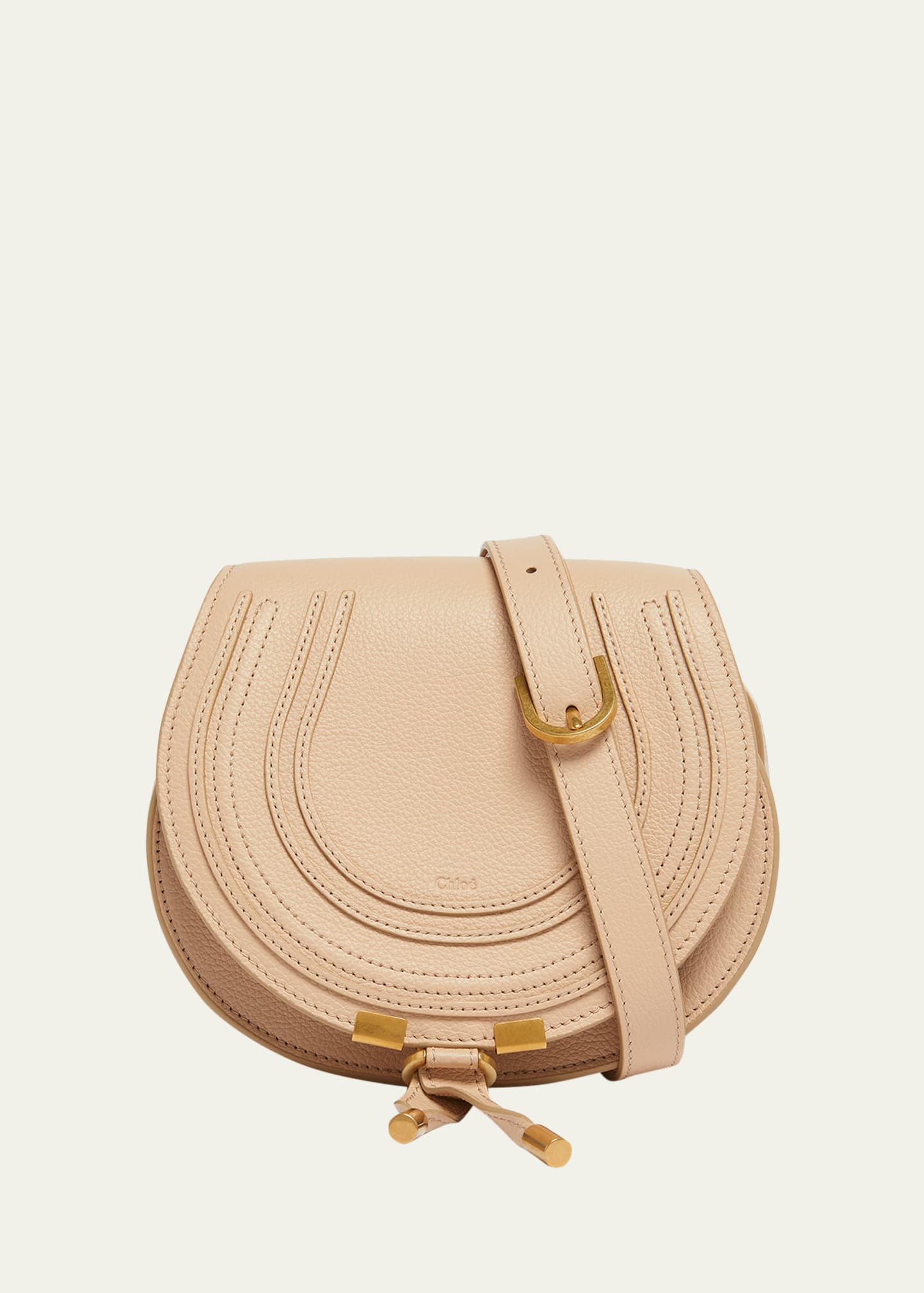 Shop Chloé Marcie Small Crossbody Bag In Grained Leather In 6j5 Cement Pink