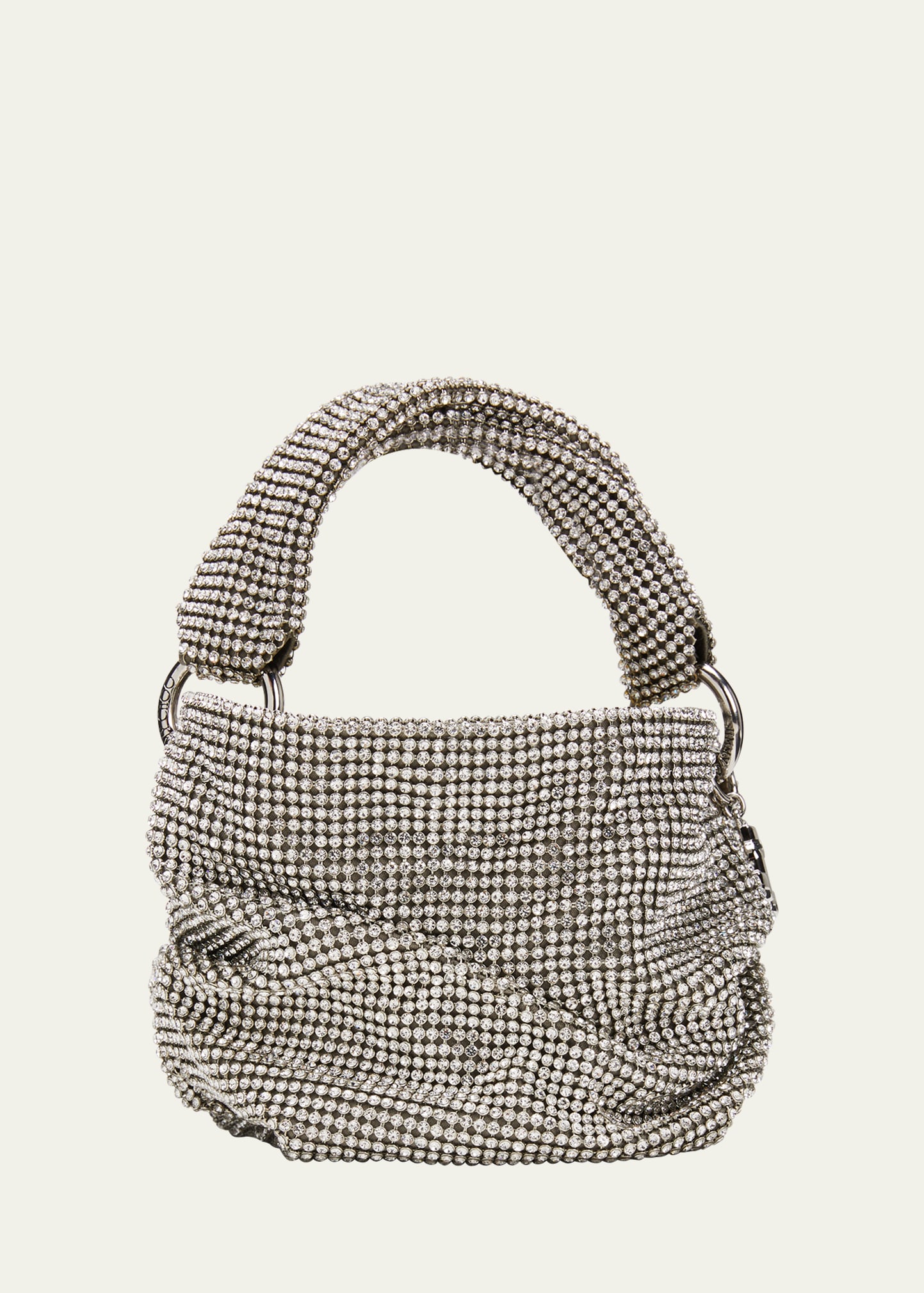 Jimmy Choo Bonny Crystal Mesh Crossbody Bag In Silver