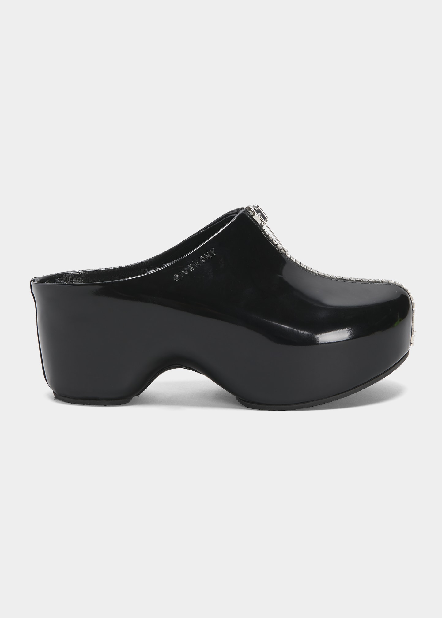 Givenchy G Patent Zip-Up Mule Clogs