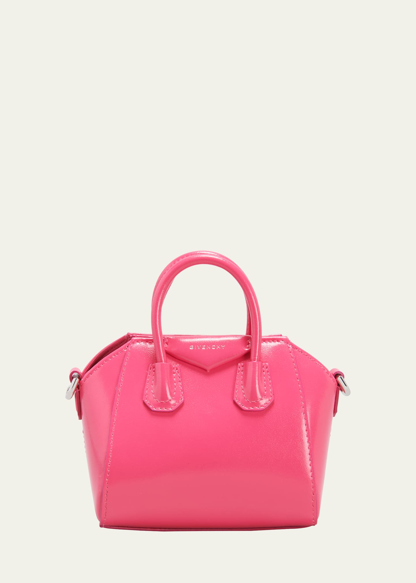Givenchy Micro Antigona Shoulder Bag In Calf Leather In Neon Pink