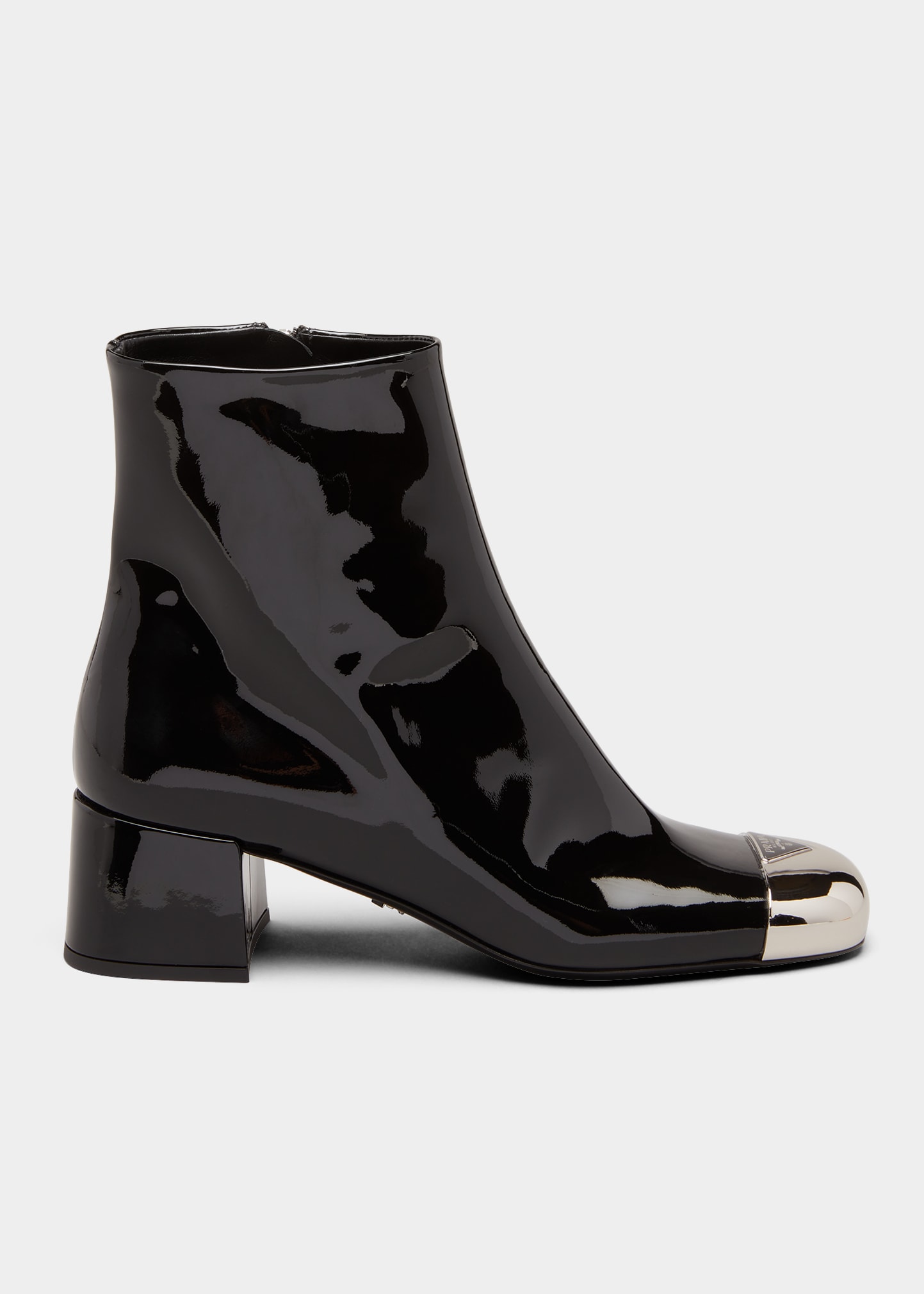 Prada Triangle Logo Plaque Boots In Nero