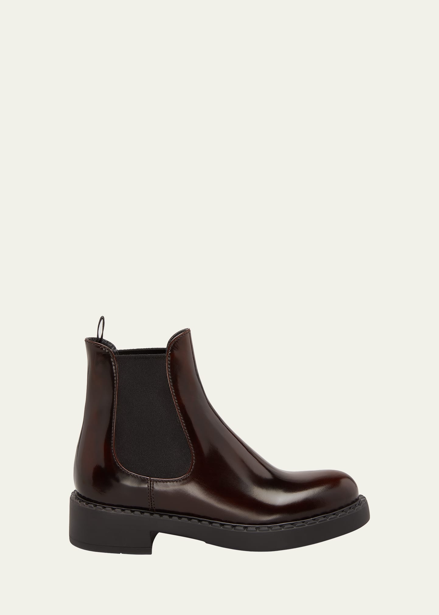 Prada Leather Chelsea Pull-on Booties In Bruciato F