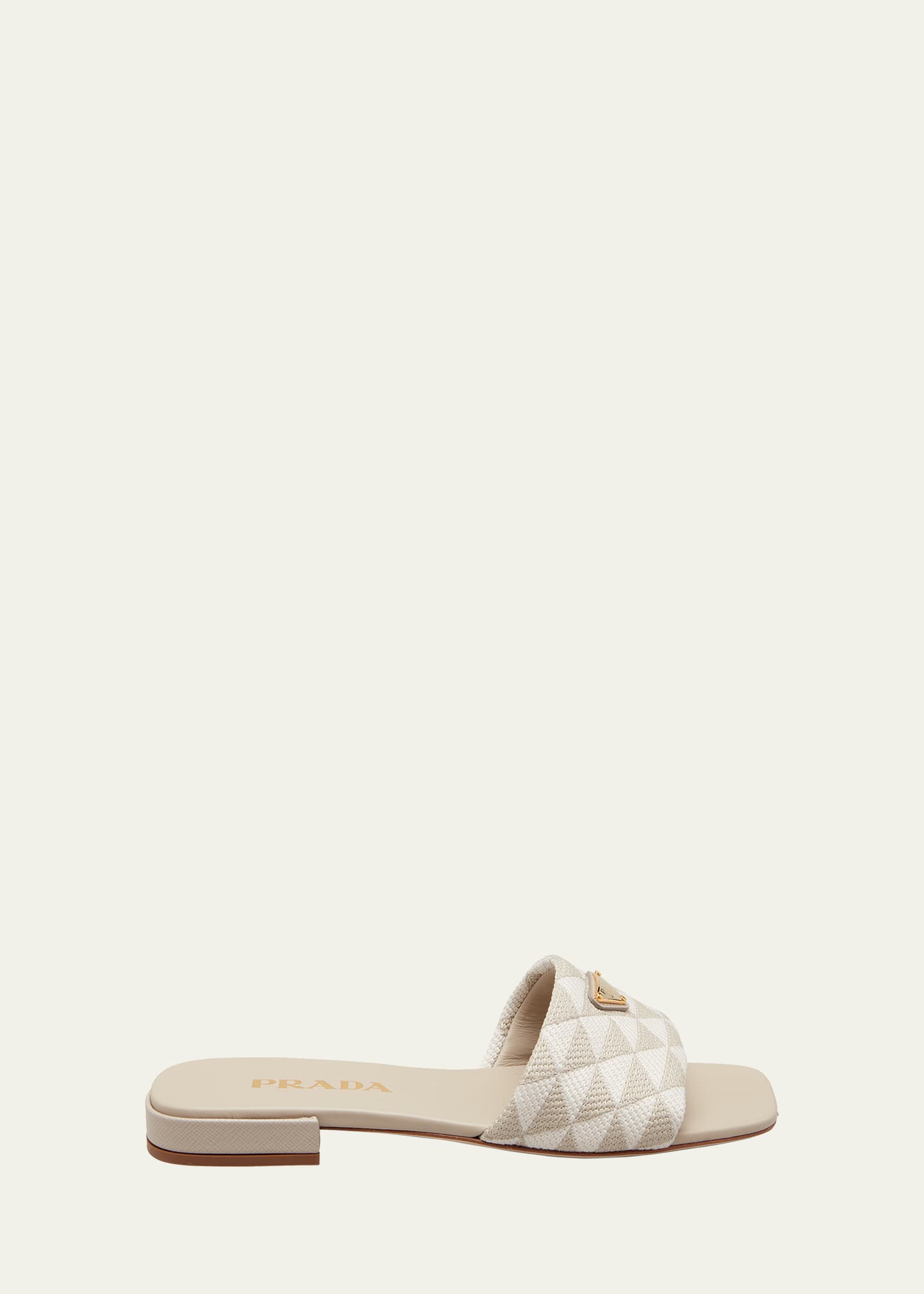 Prada Triangle Jacquard Flat Sandals In Nerocorda