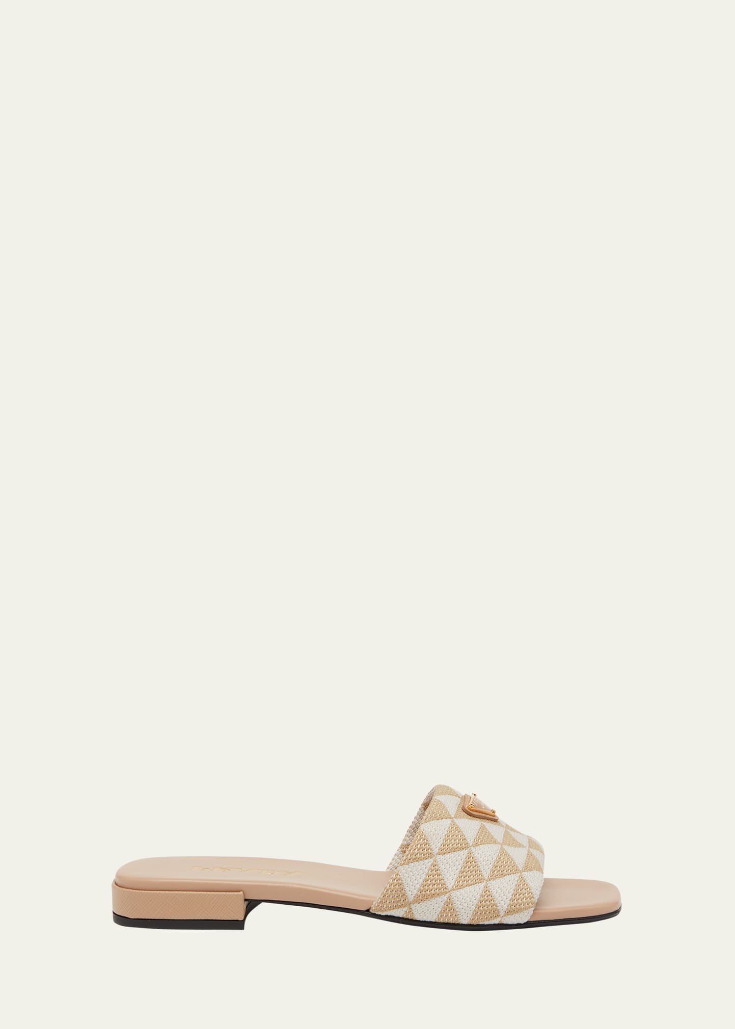 PRADA TRIANGLE JACQUARD FLAT SANDALS