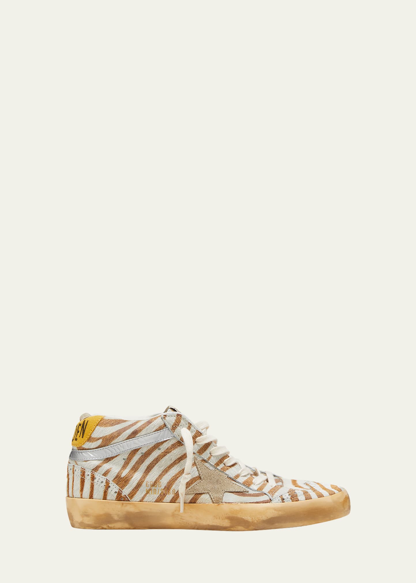 Golden Goose Mid Star Zebra-print Suede Sneakers In Beige Brown/taupe