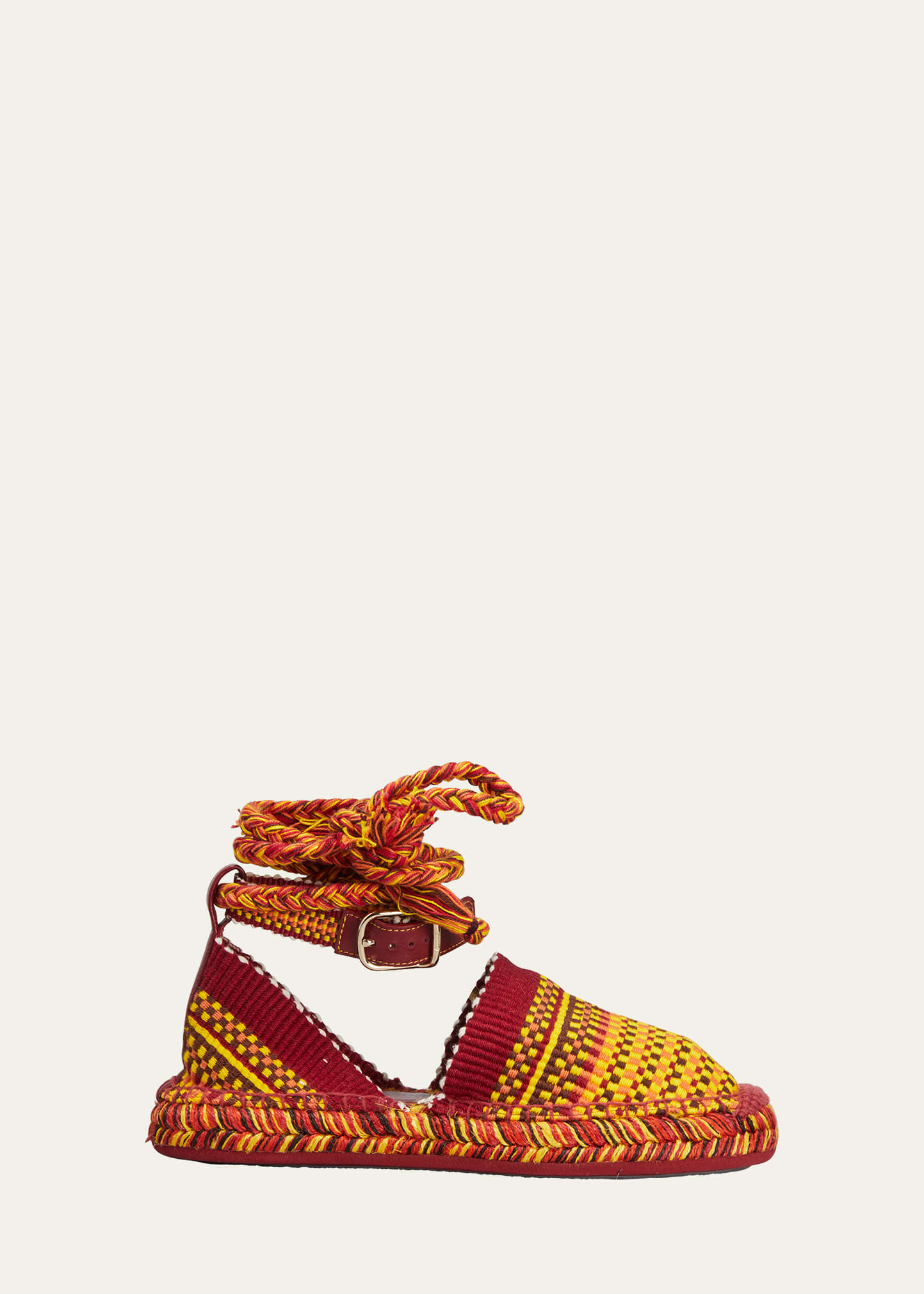 Chloé Meril Woven Cotton Ankle-tie Espadrilles In Sunset Orange