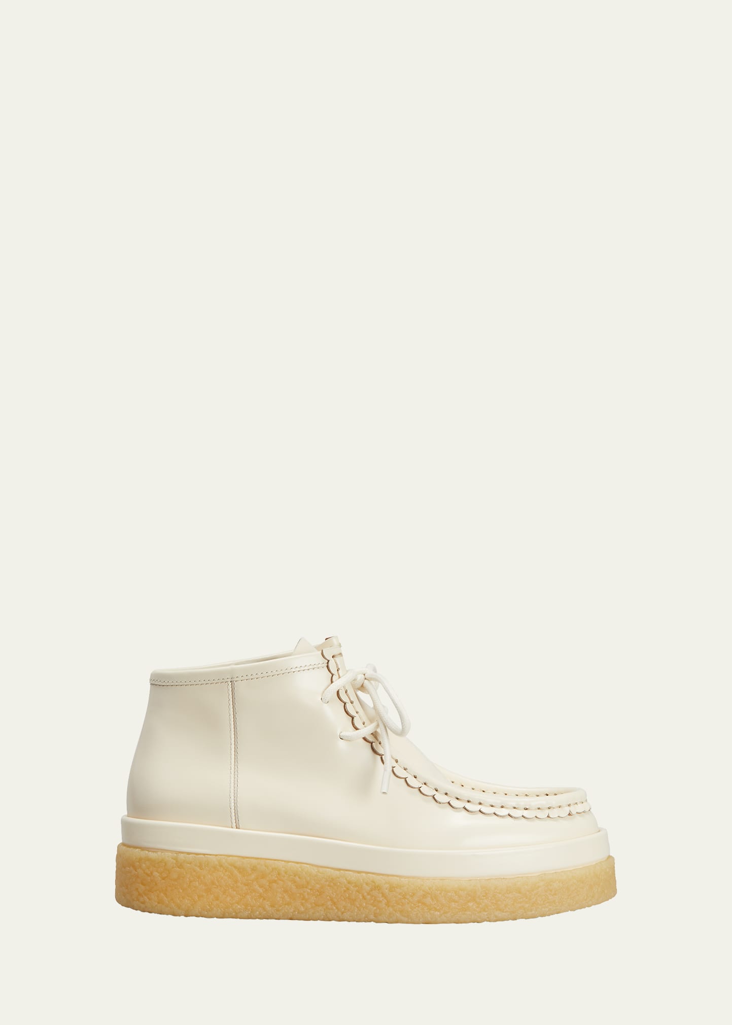 Chloé Jamie Leather Platform Ankle Boots In Eggshell