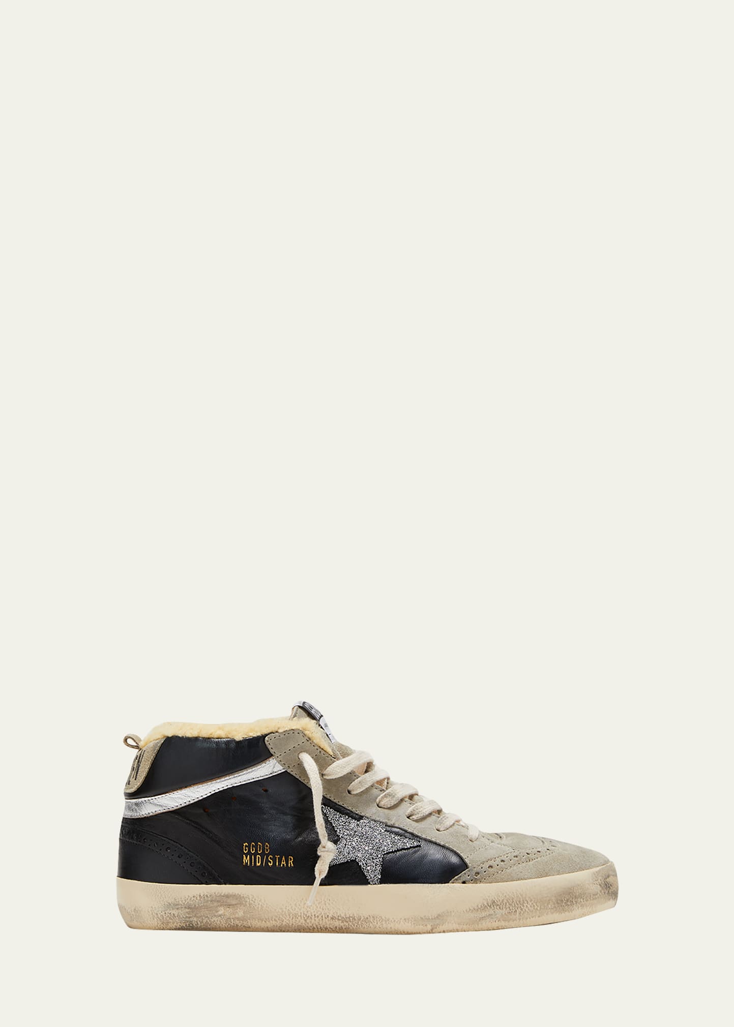 Golden goose store black shearling sneakers