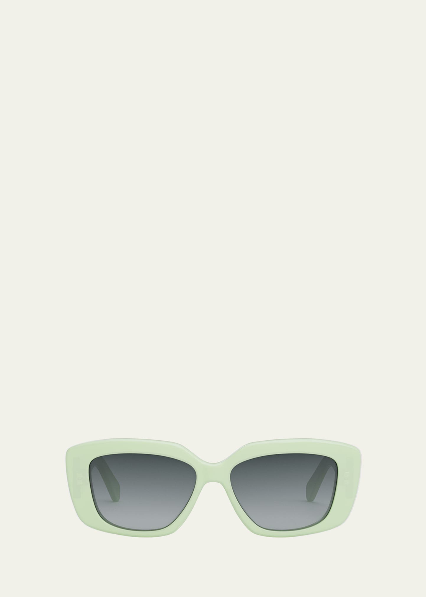 Celine Triomphe Rectangle Acetate Sunglasses In Shiny Light Green