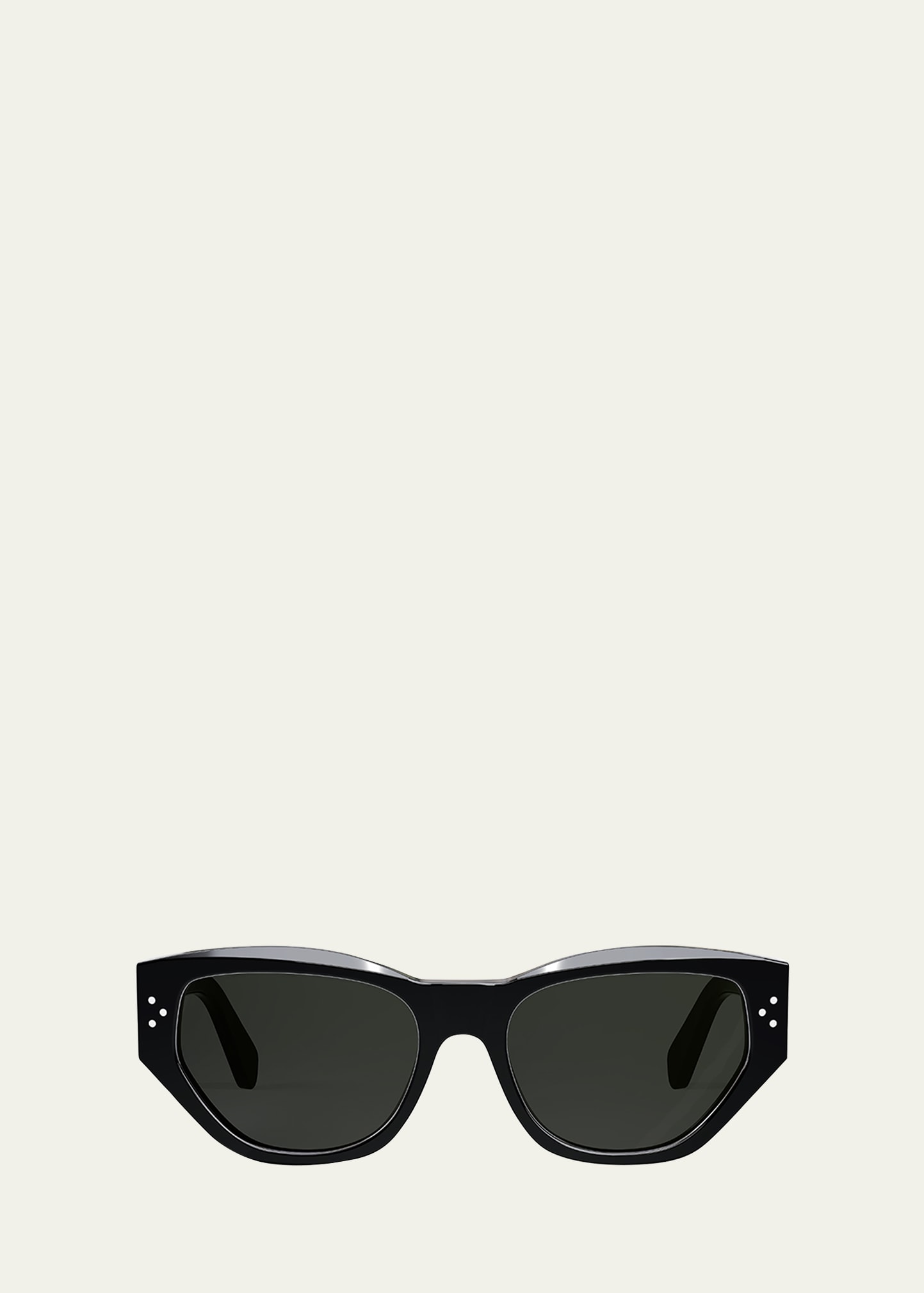 Cat-eye frame sunglasses in shiny black acetate