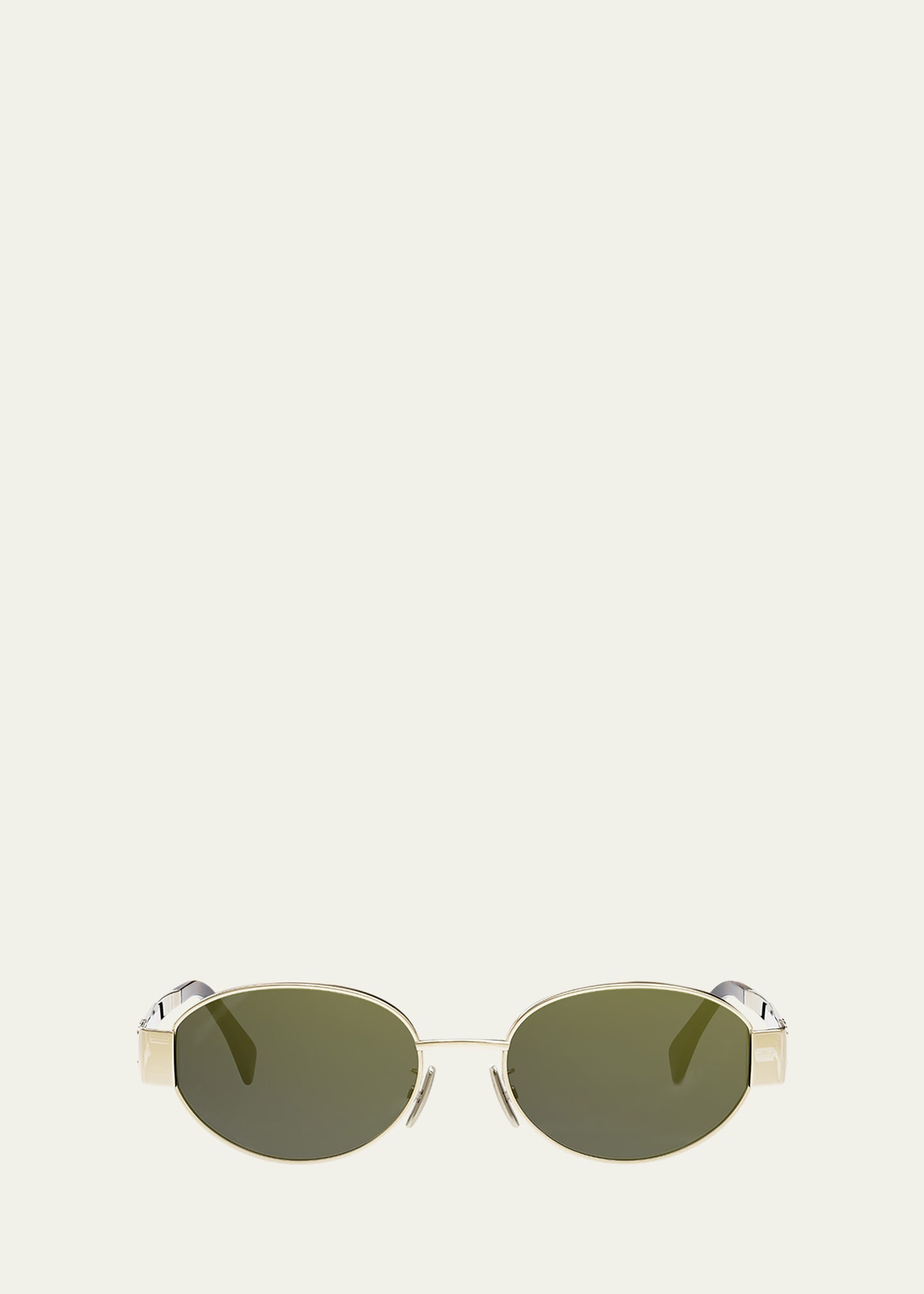 Shop Celine Triomphe Oval Metal Sunglasses In Spall Smk