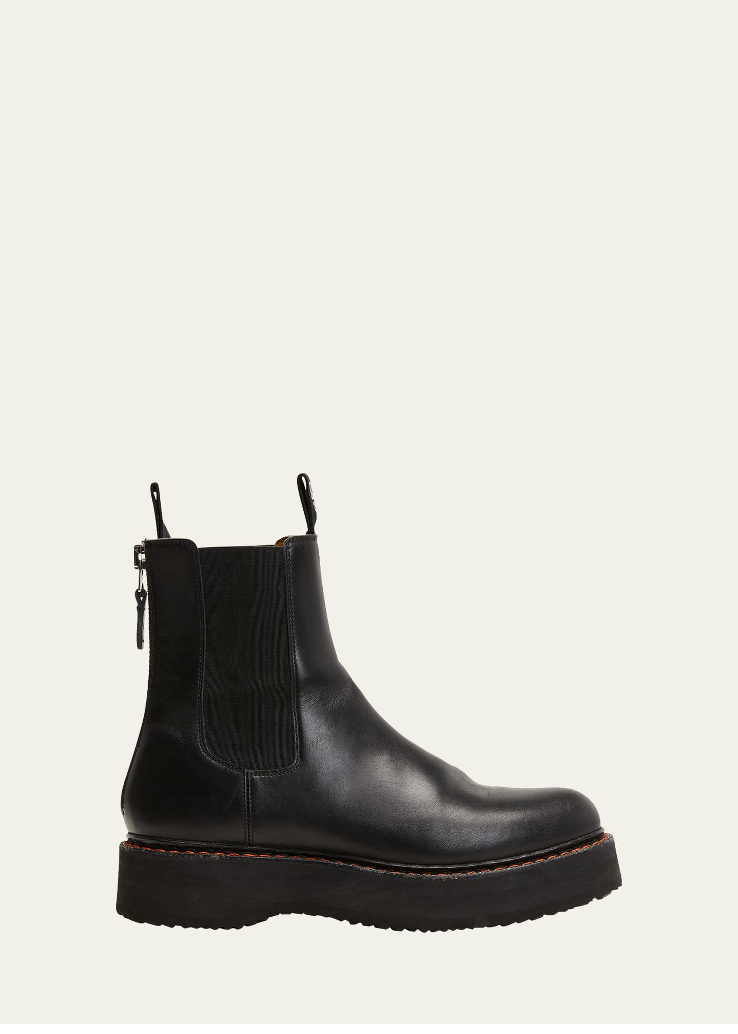 R13 Single Stack Leather Chelsea Boots In Black