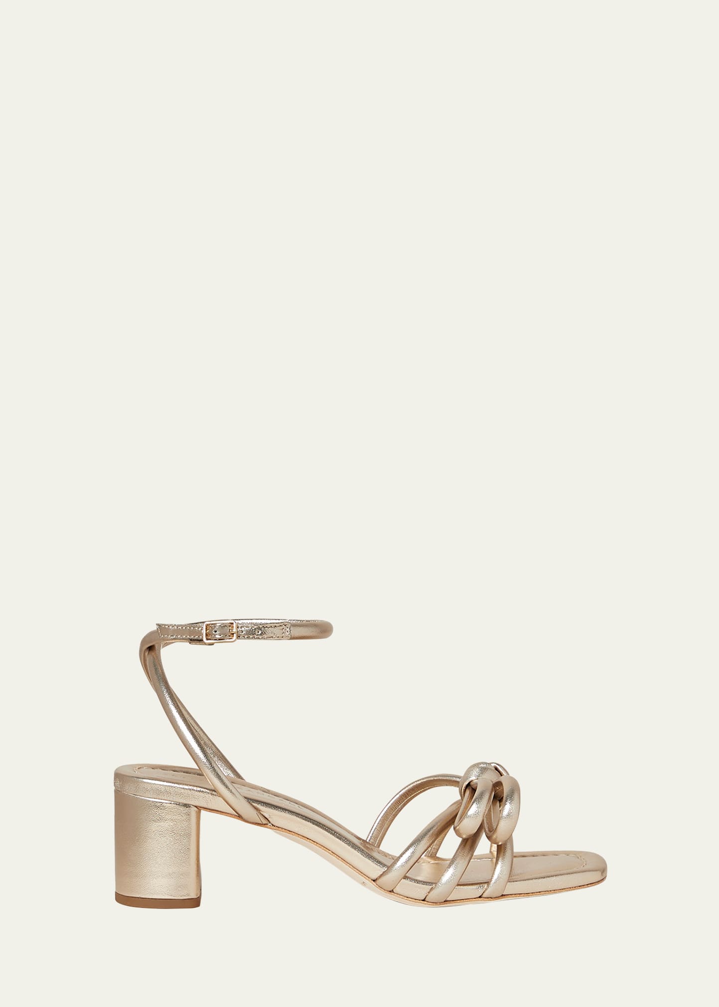 Mikel Metallic Bow Ankle-Strap Sandals