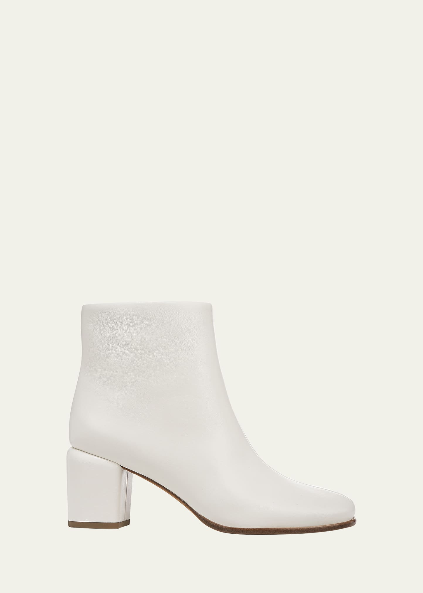 Vince Maggie Leather Zip Ankle Booties In Milk