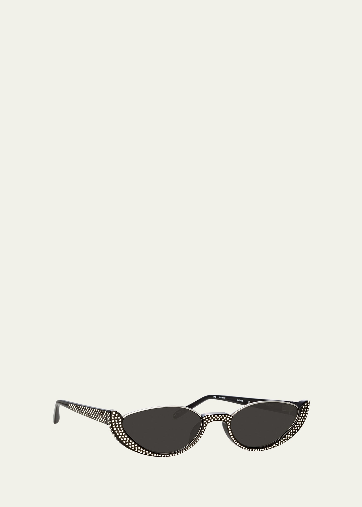 Linda Farrow Robyn Half-rimmed Embellished Acetate Cat-eye Sunglasses In Black/crystal/ Wh