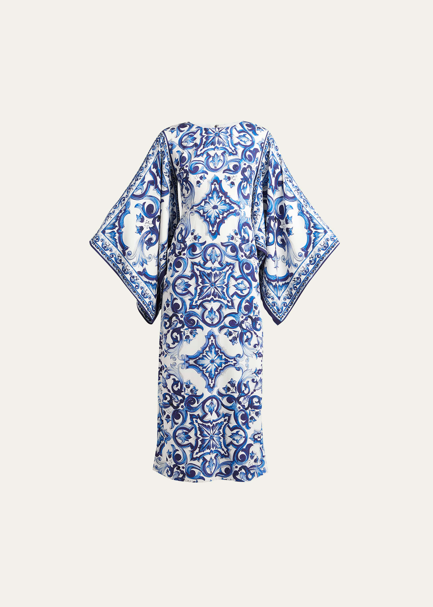 Dolce & Gabbana Scarf-print Silk Charmeuse Maxi Dress In Naturalwhi